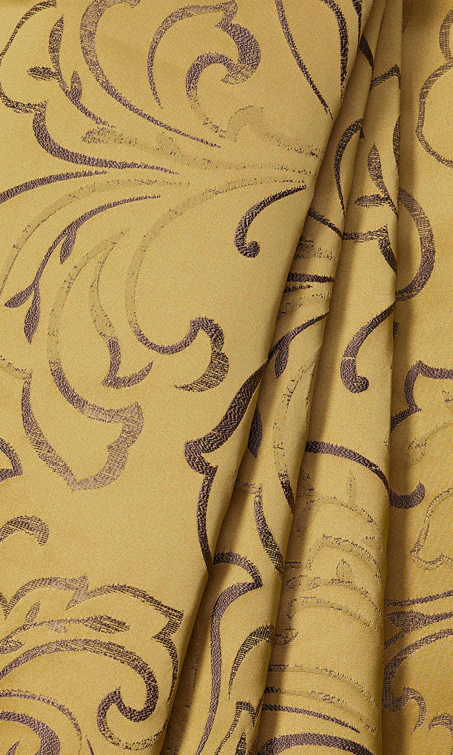 Floral Embroidered Home Décor Fabric Sample (Mustard Yellow)