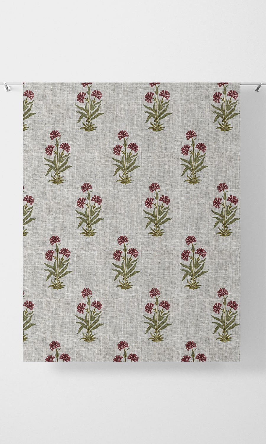 Floral Print Home Décor Fabric By the Yard (White/ Green/ Red)