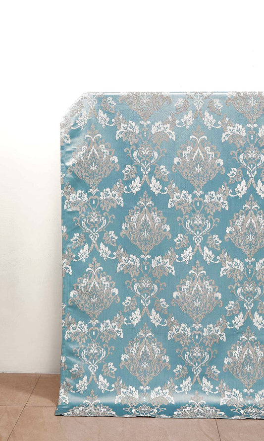 Fleur De Lis Patterned Home Décor Fabric By the Yard (Blue)