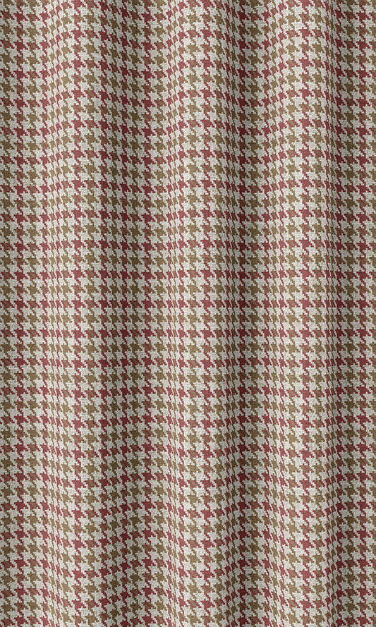 Houndstooth Patterned Drapes (Red & Brown)
