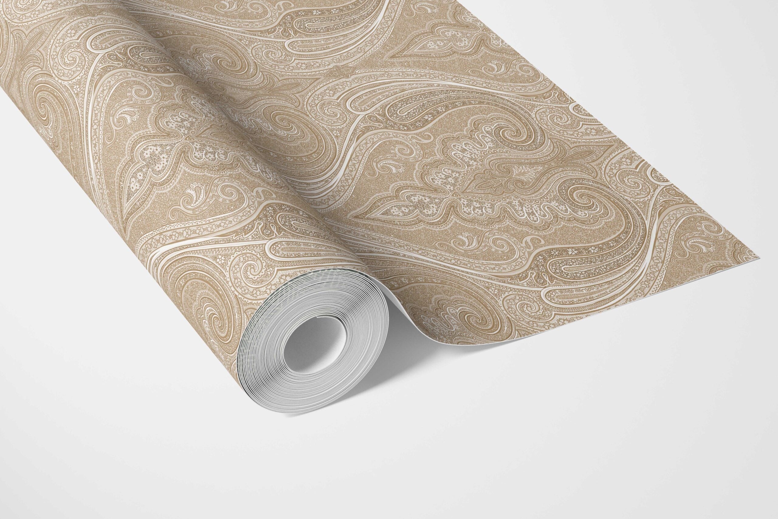 Neutral Paisley Floral/ Damask Patterned Bathroom Wallpaper (Brown/ Beige/ Taupe)