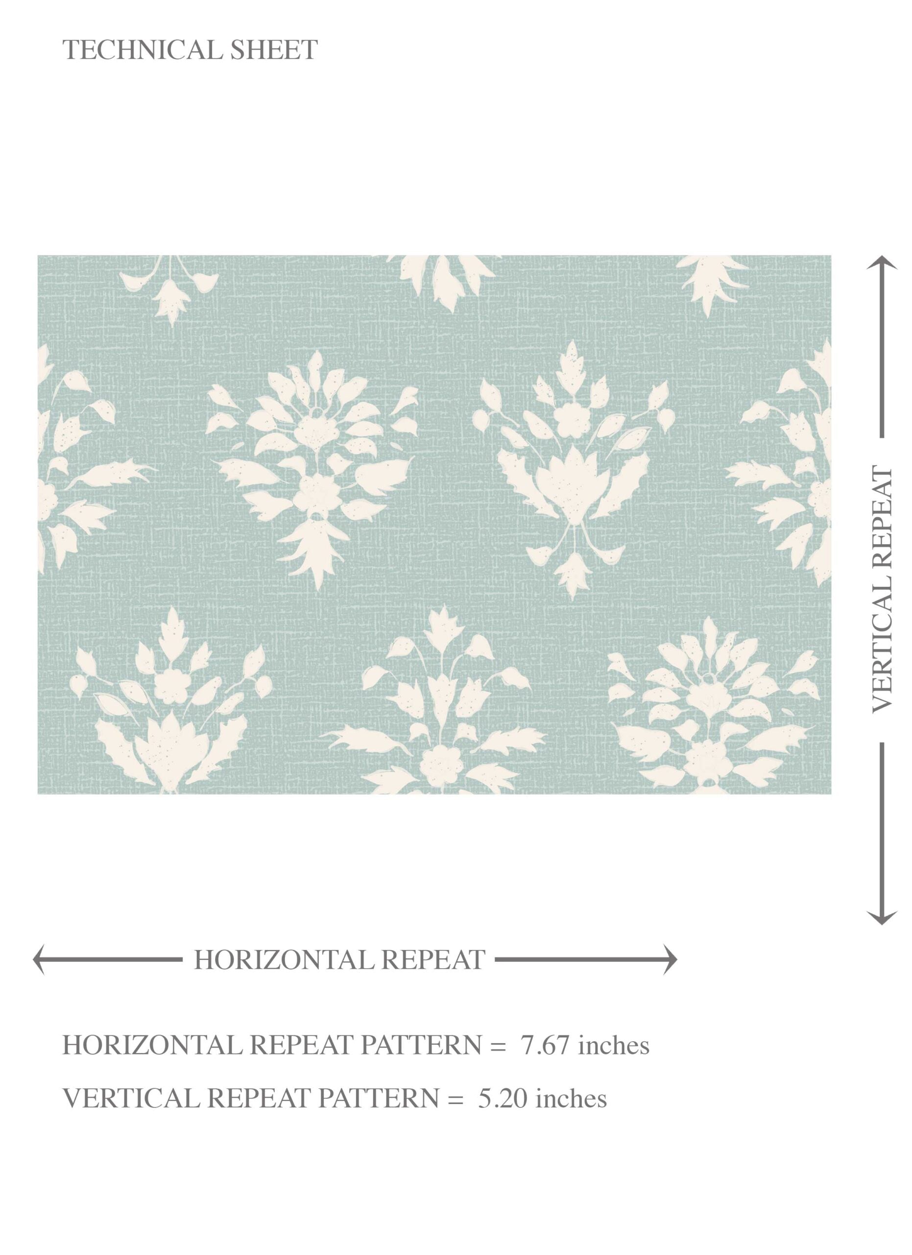 Floral Block Print Kids Room Wallpaper (Duck Egg Blue/ Off-White)