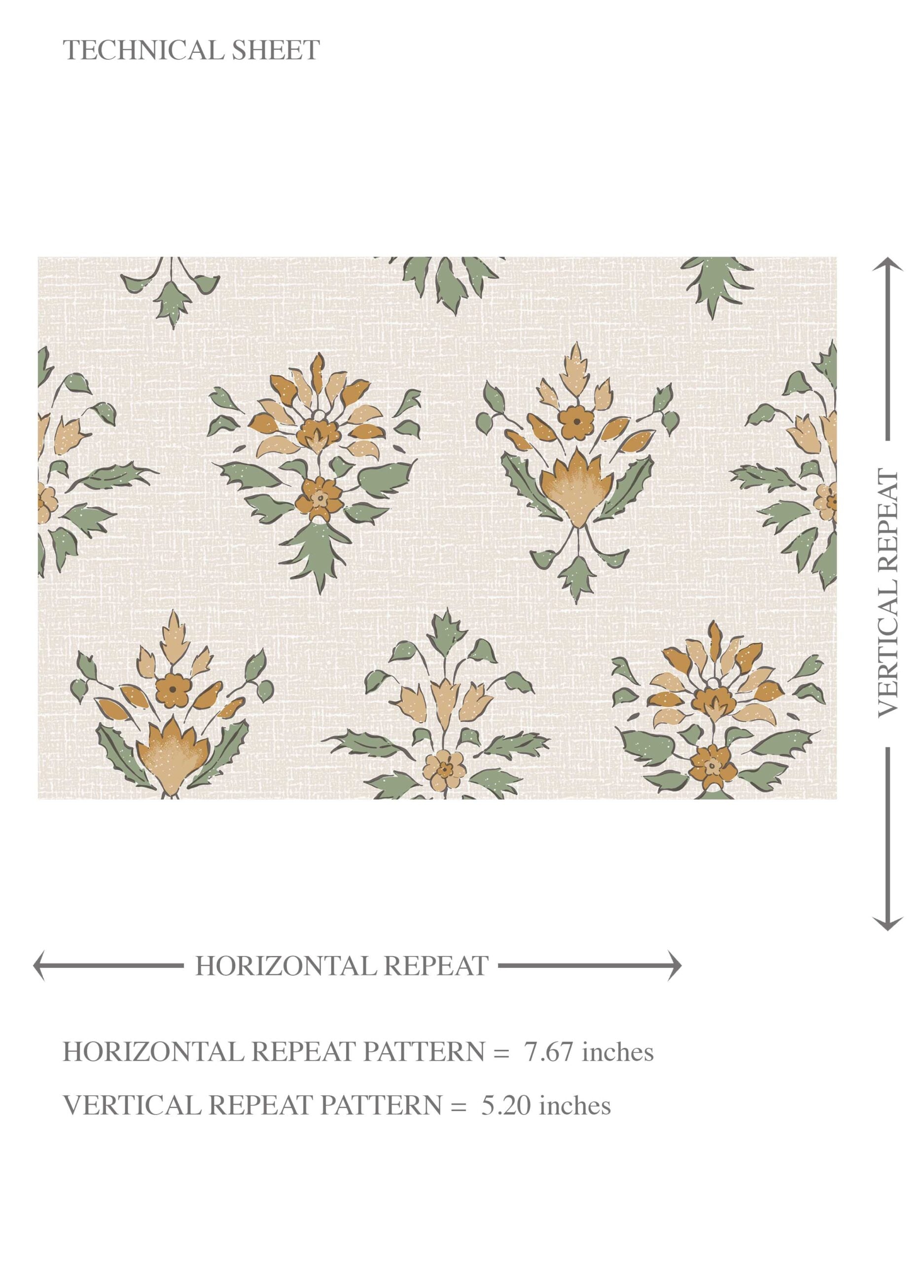 Floral Block Print Kids Room Wallpaper Sample (Yellow/ Green)