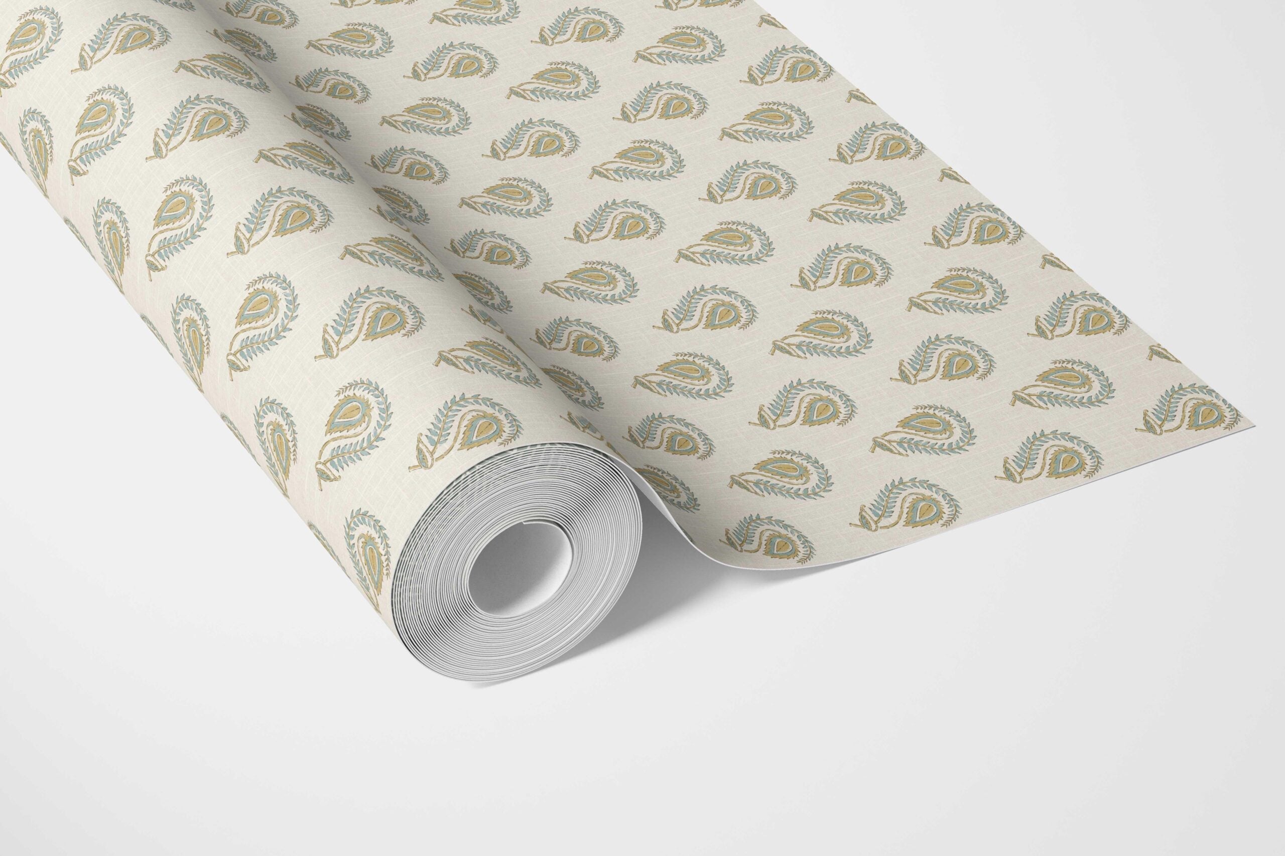 Floral Paisley Kitchen Wallpaper (Duck Egg Blue/ Yellow)