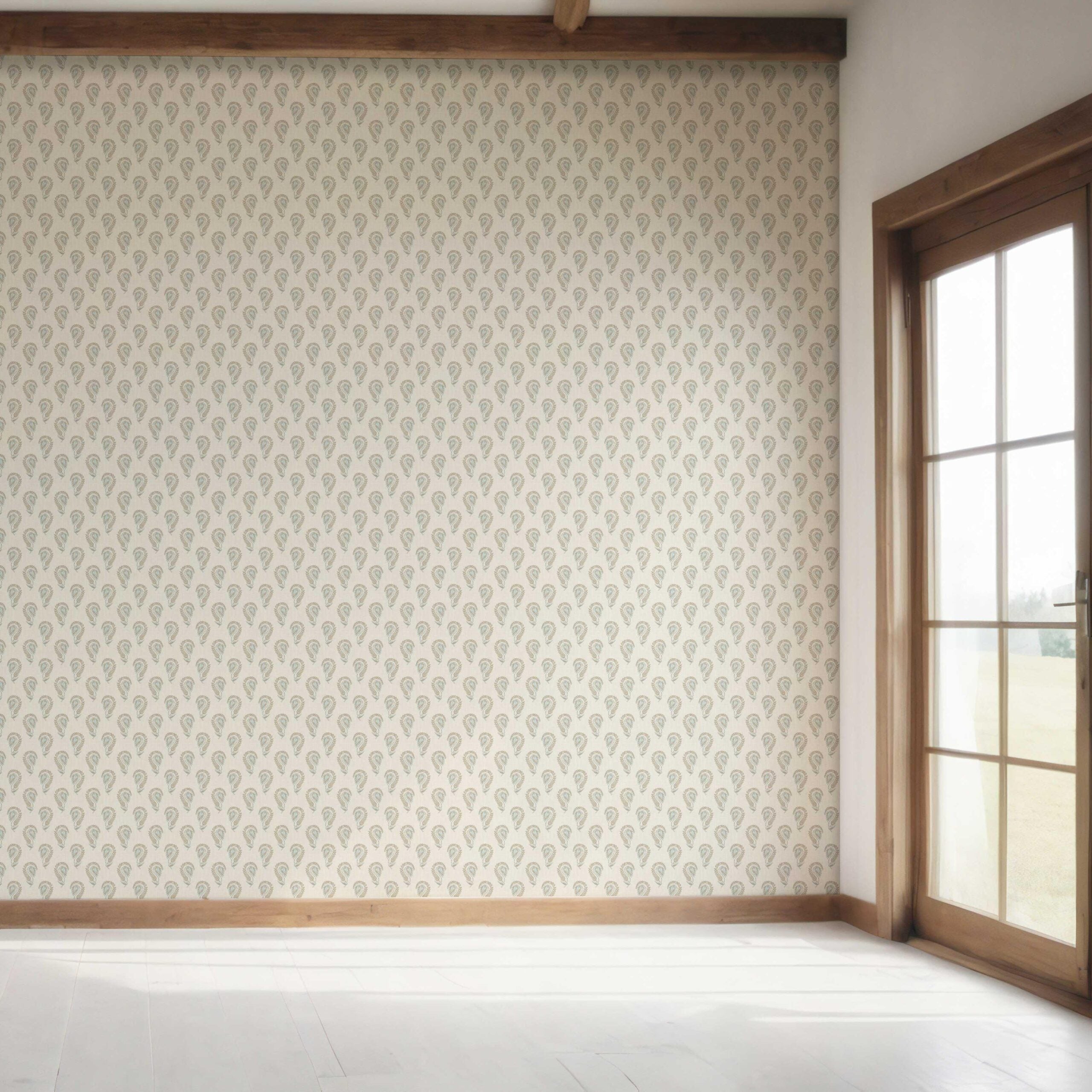 Floral Paisley Bedroom Wallpaper (Seafoam Blue/ Beige)