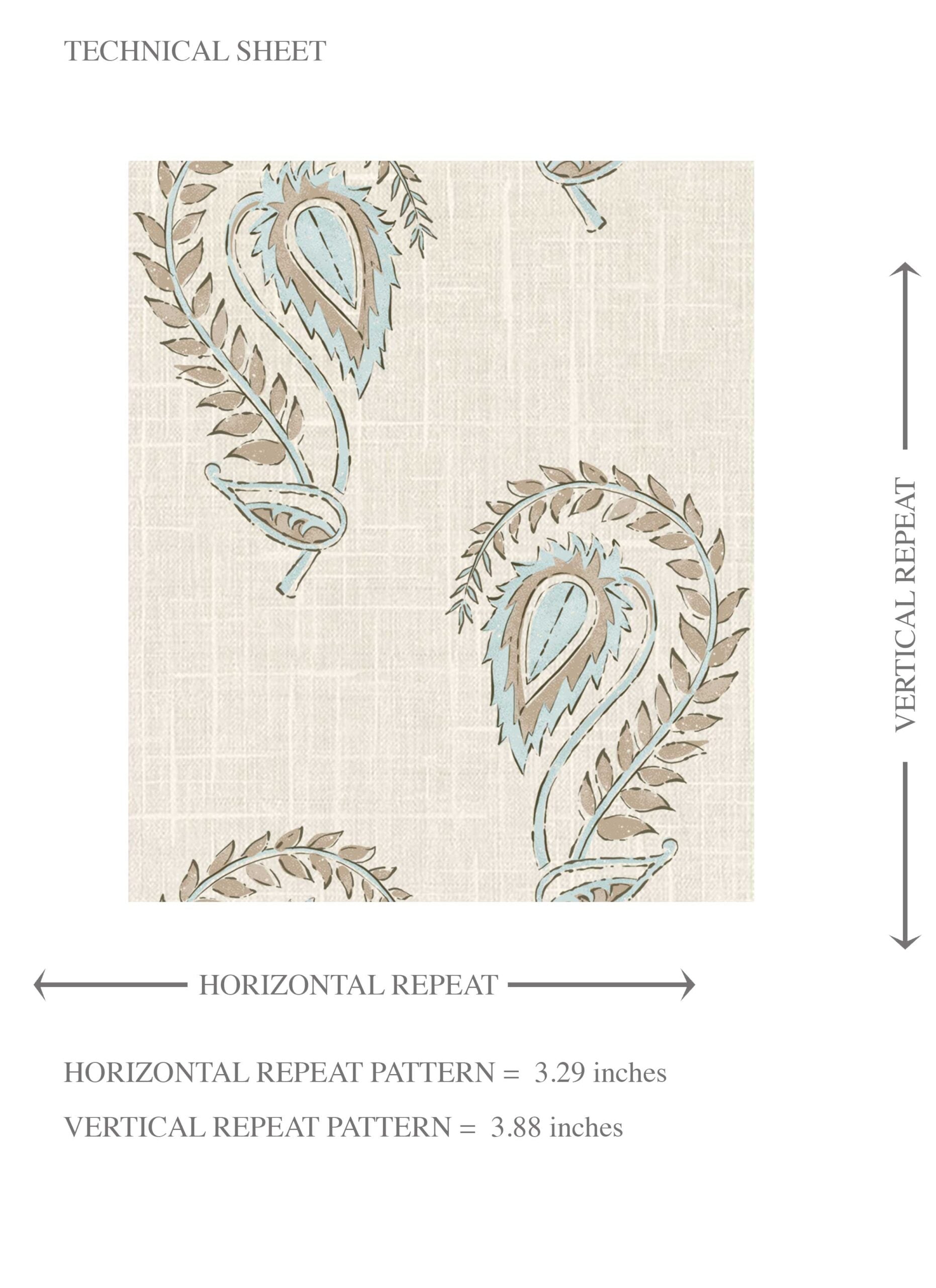 Floral Paisley Kids Room Wallpaper (Seafoam Blue/ Beige)