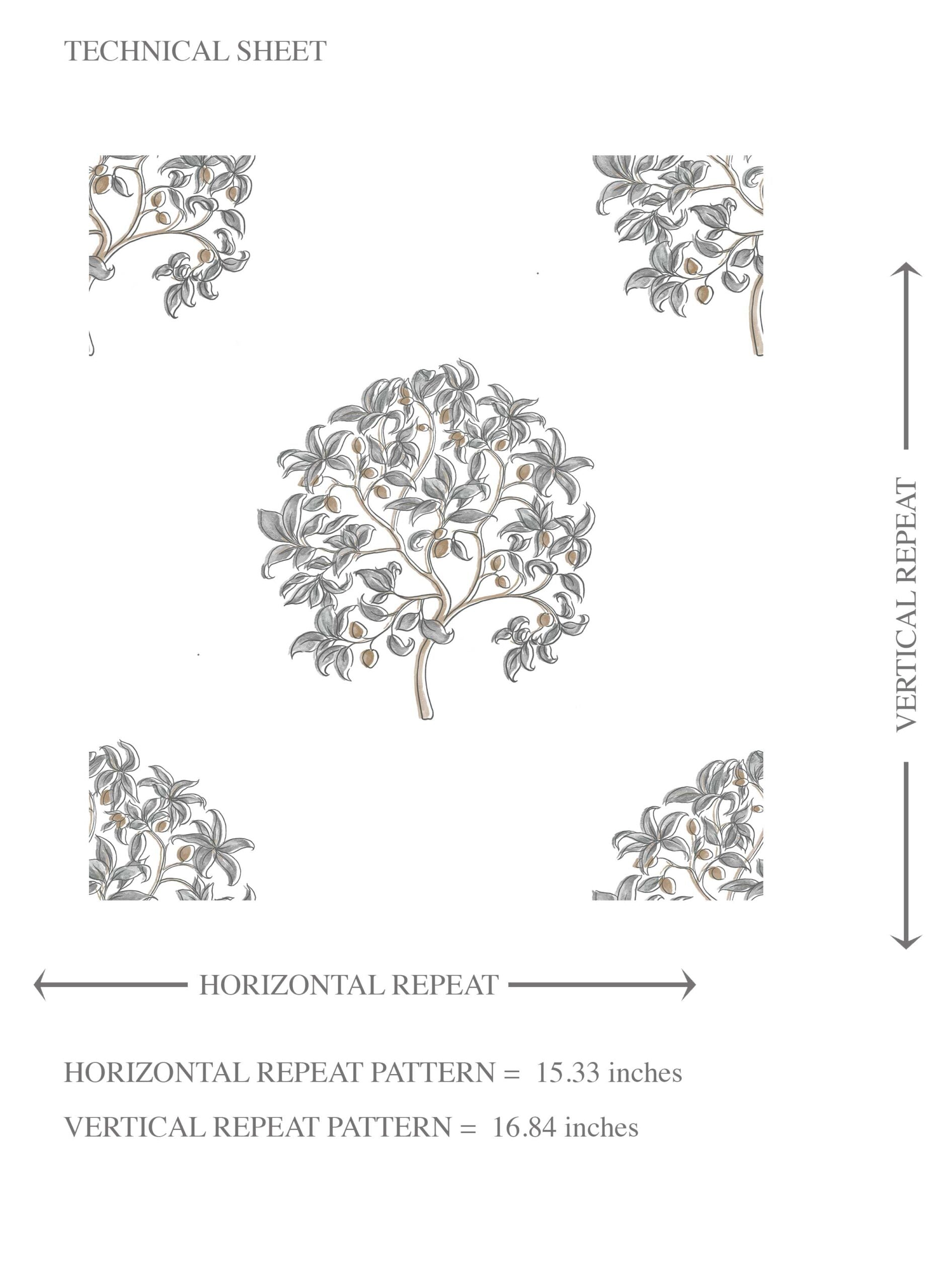 Neutral Floral Block Print Kids Room Wallpaper (Gray/ Brown)