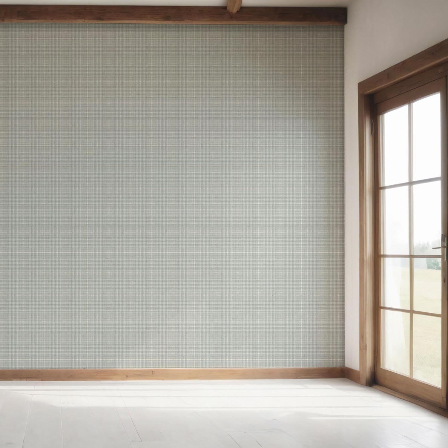 Neutral Plain/ Textured Check Bedroom Wallpaper (Sage Gray)