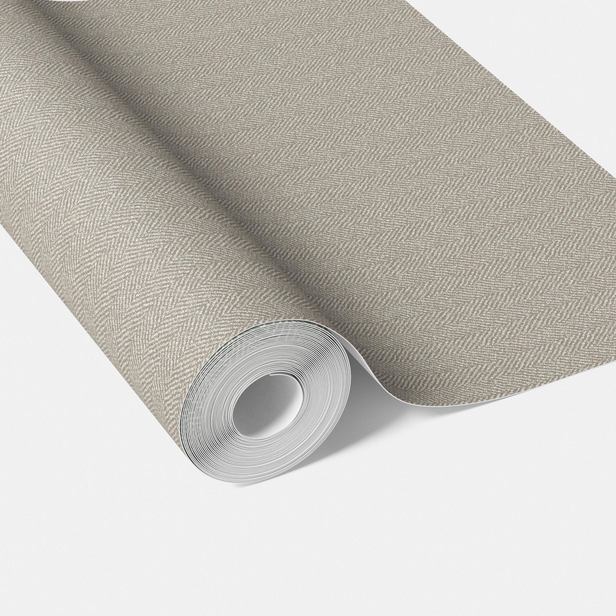 Neutral Herringbone Textured Traditional Wallpaper (Warm Gray/ Taupe)