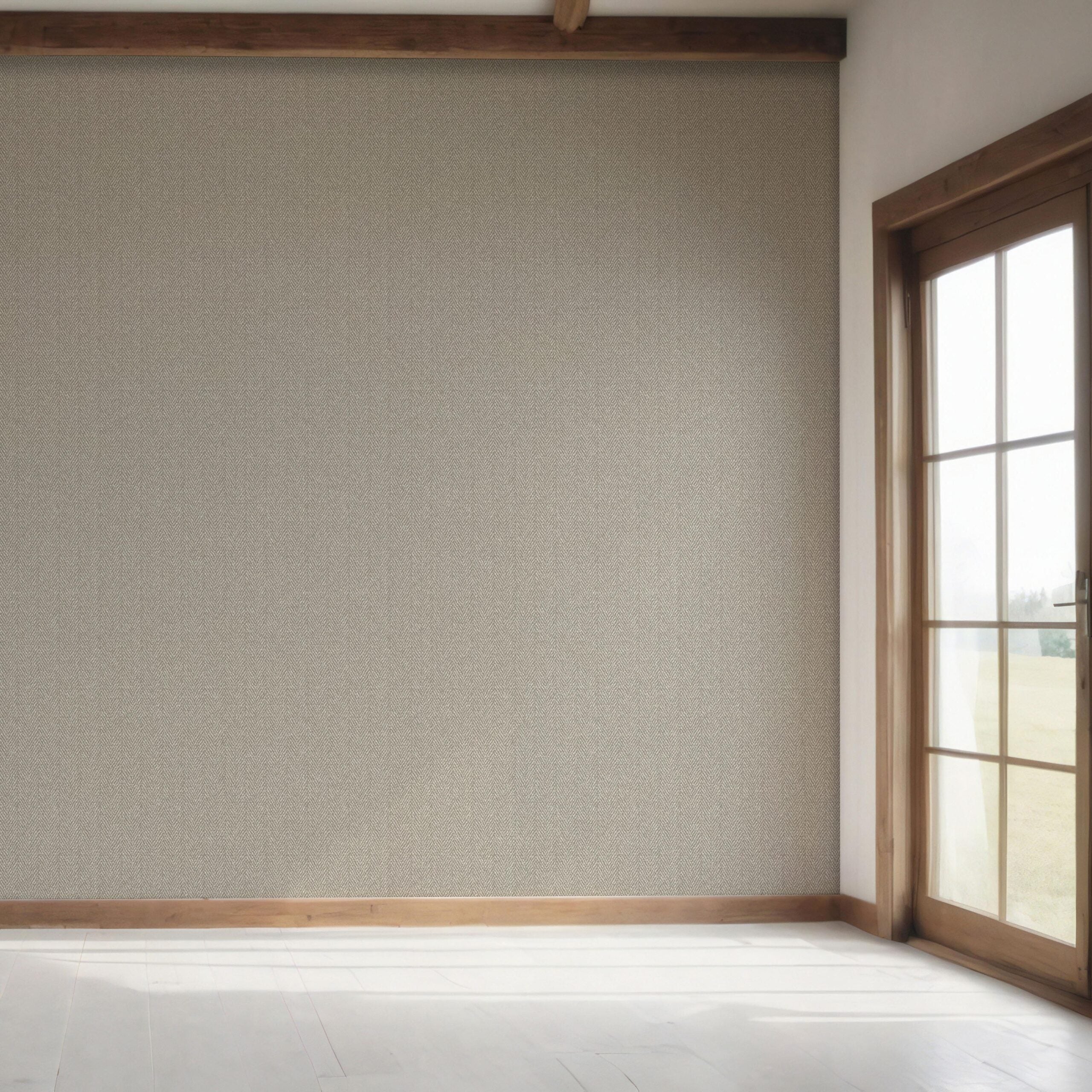 Neutral Herringbone Textured Bedroom Wallpaper (Warm Gray/ Taupe)