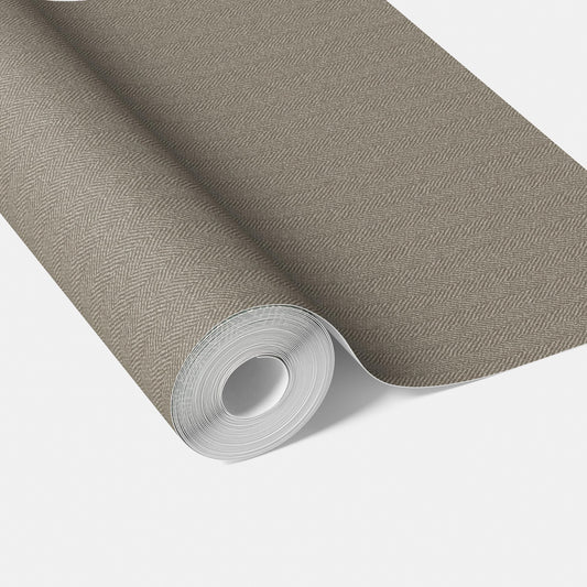 Neutral Herringbone Textured Traditional Wallpaper (Brown/ Warm Gray)