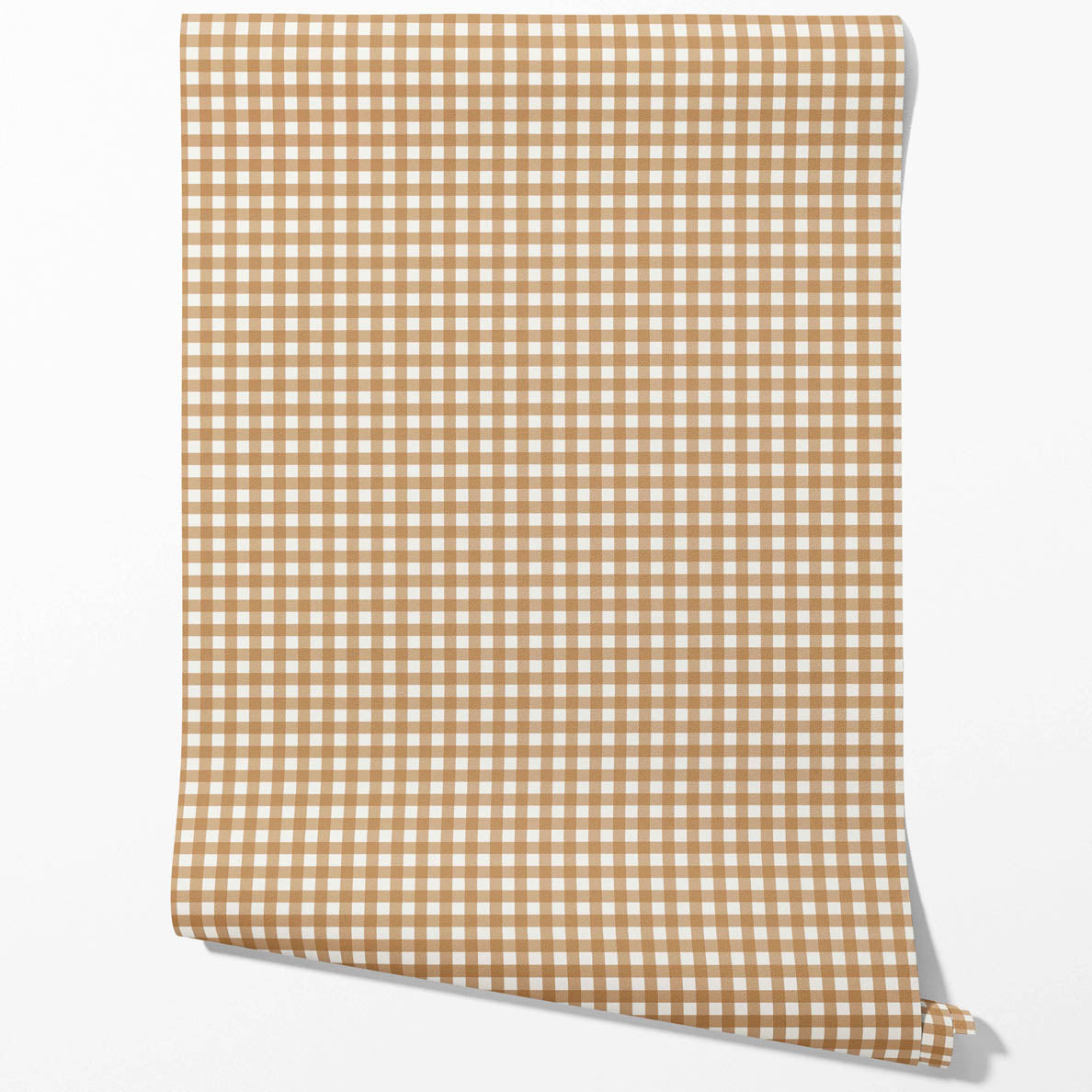 Geometric Gingham Checkered Traditional Wallpaper (Bronze Orange)
