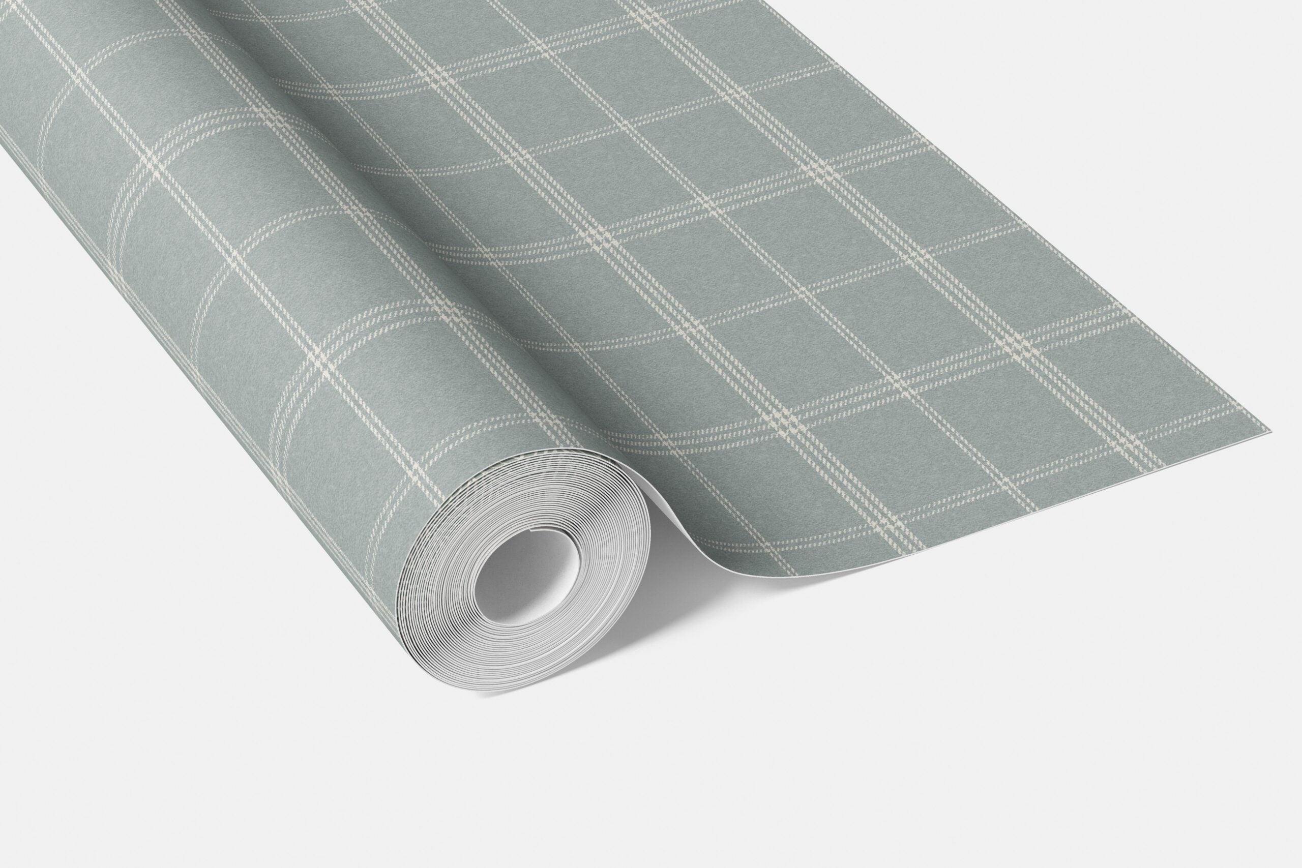 Geometric Plaid Checkered Bathroom Wallpaper (Duck Egg Blue)