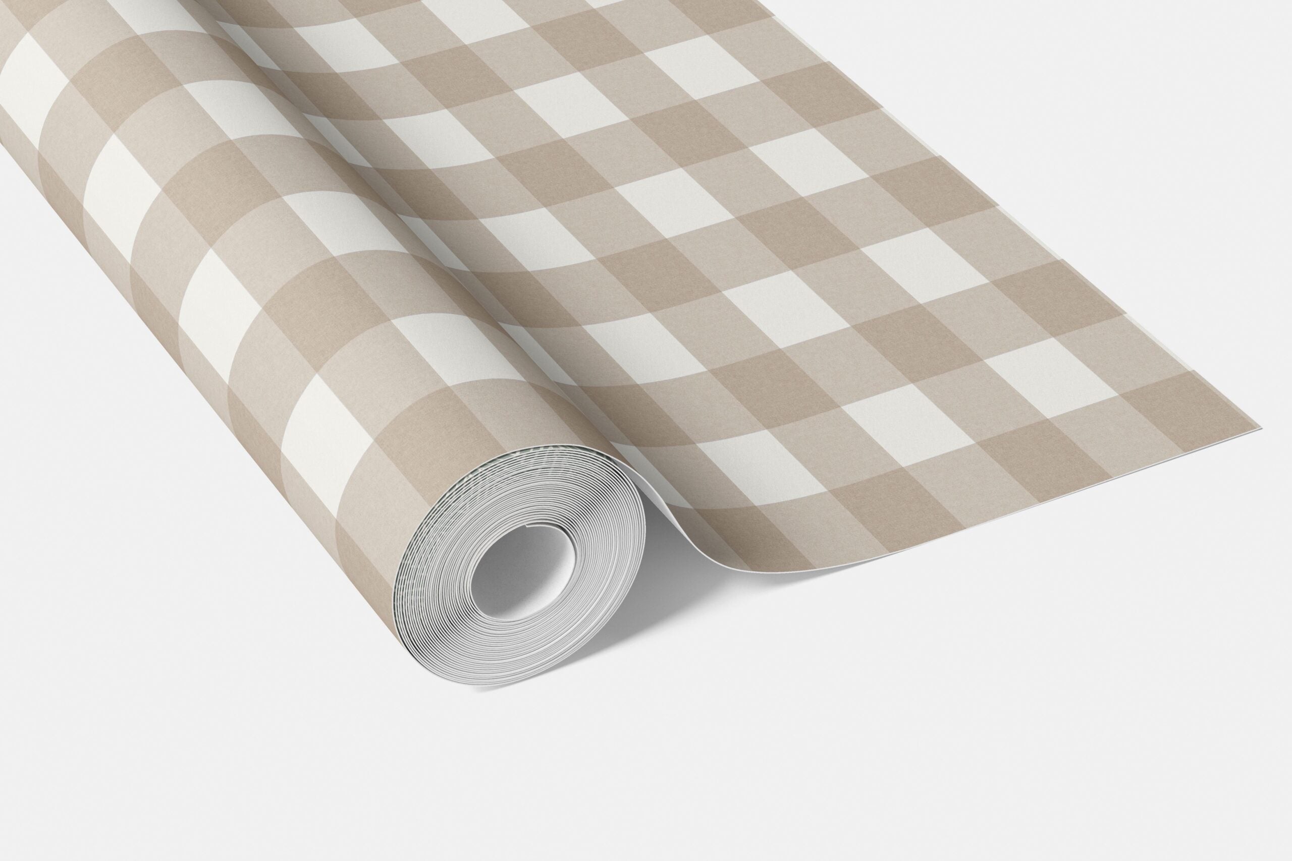 Neutral Geometric Gingham Checkered Living Room Wallpaper Sample (Light Beige/ Greige)