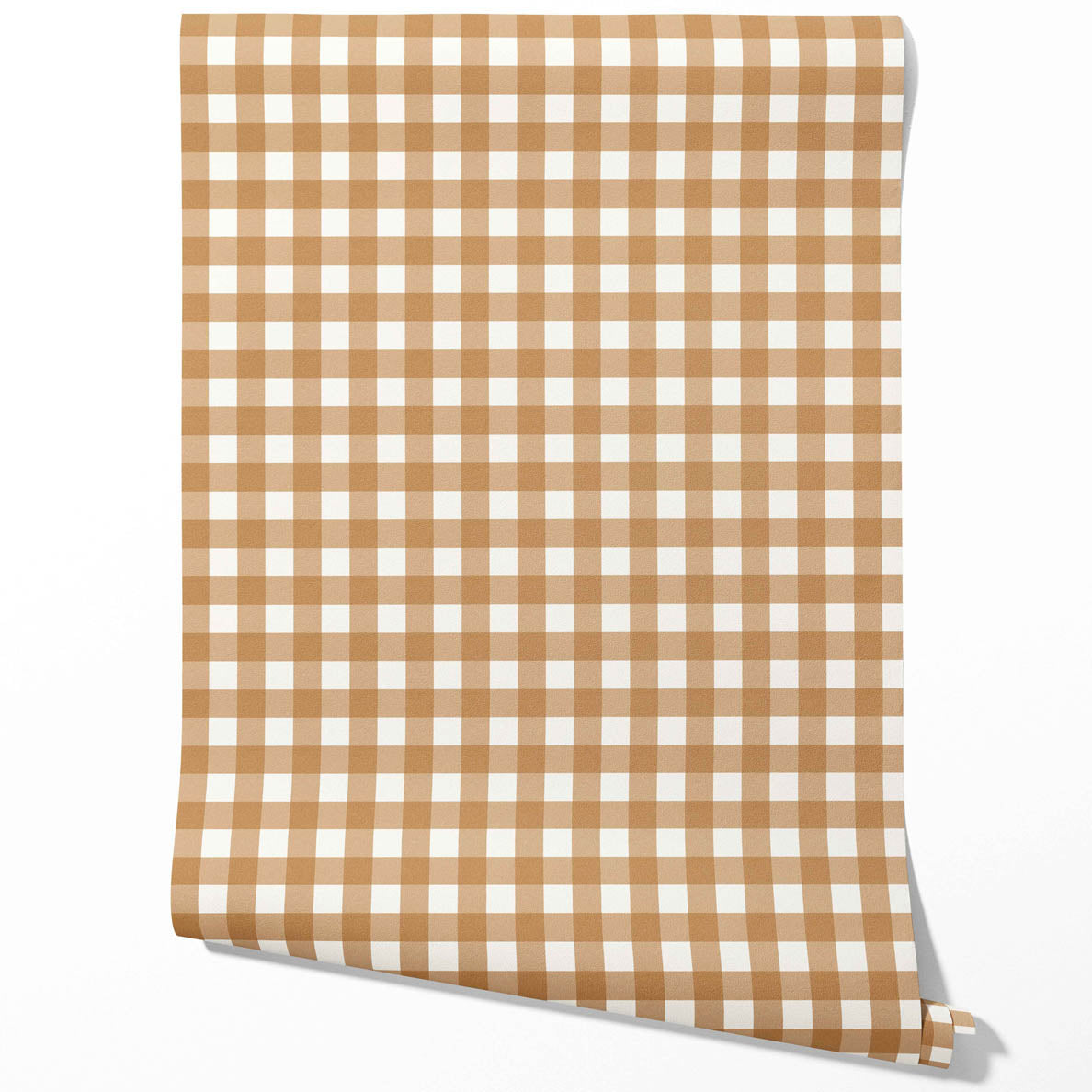 Geometric Gingham Checkered Traditional Wallpaper Sample (Ochre Orange)