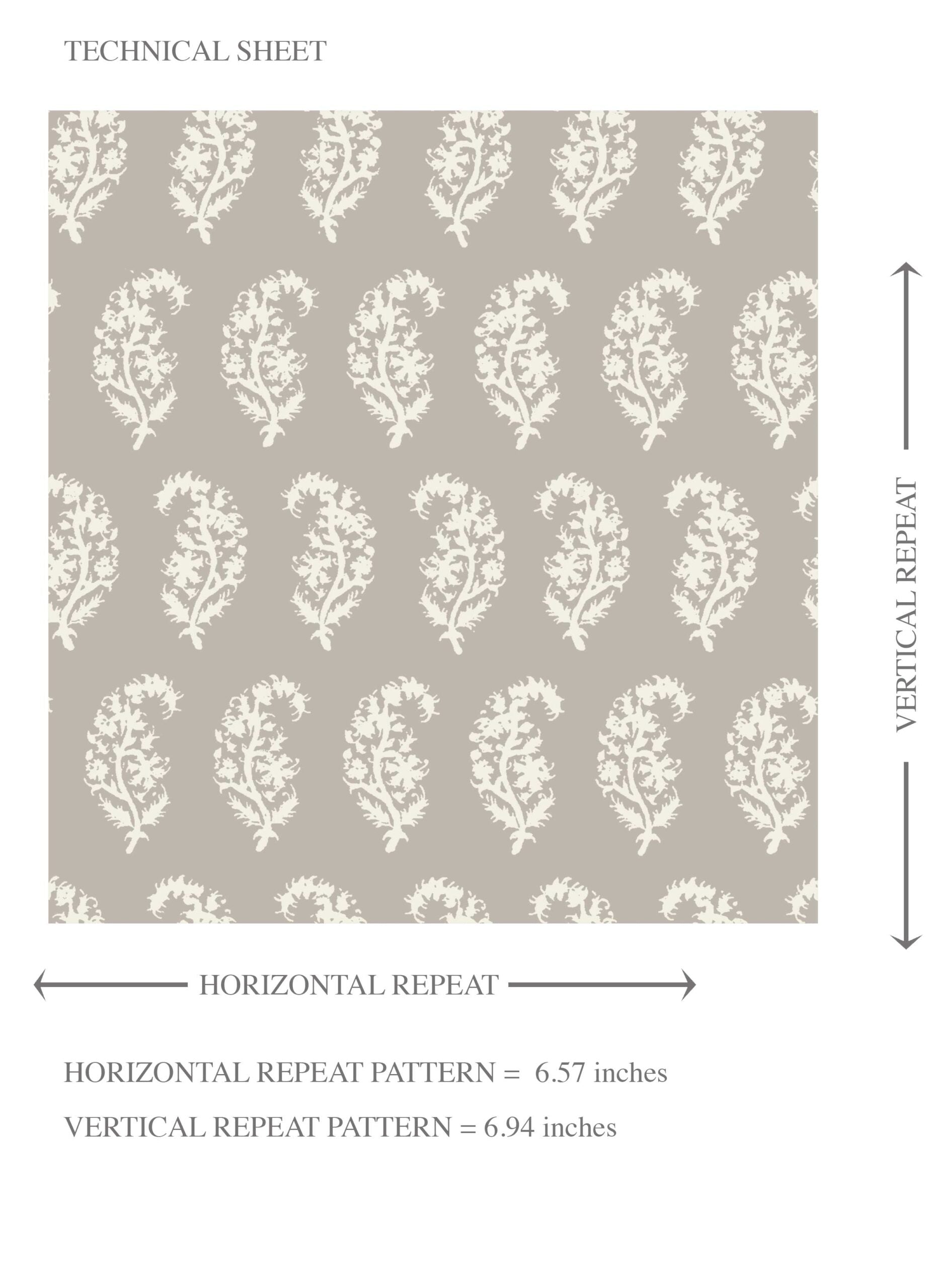 Neutral Small Paisley Floral Patterned Print Kids Room Wallpaper Sample (Taupe Gray/ White)