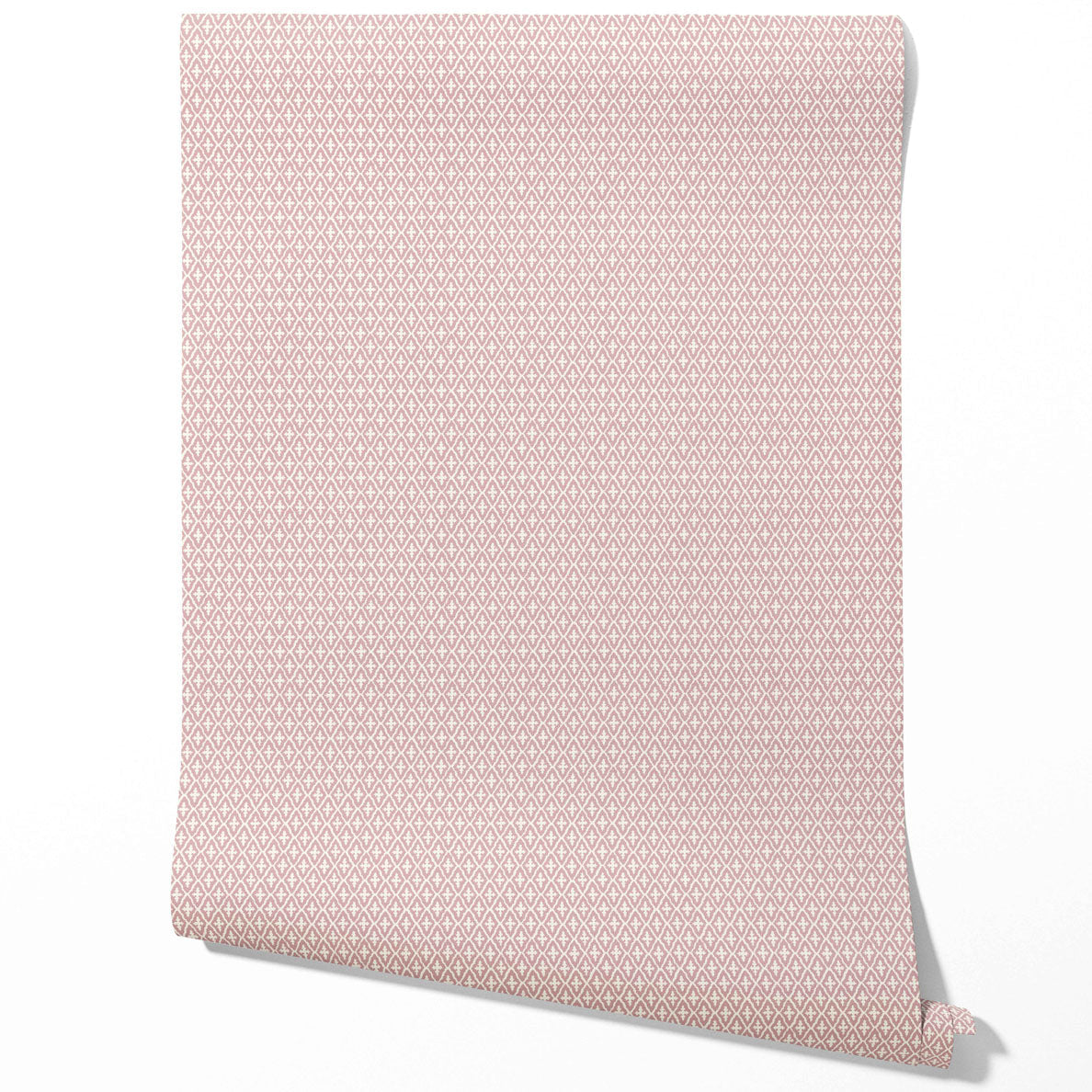 Geometric Diamond Lattice Kitchen Wallpaper (Pink/ White)