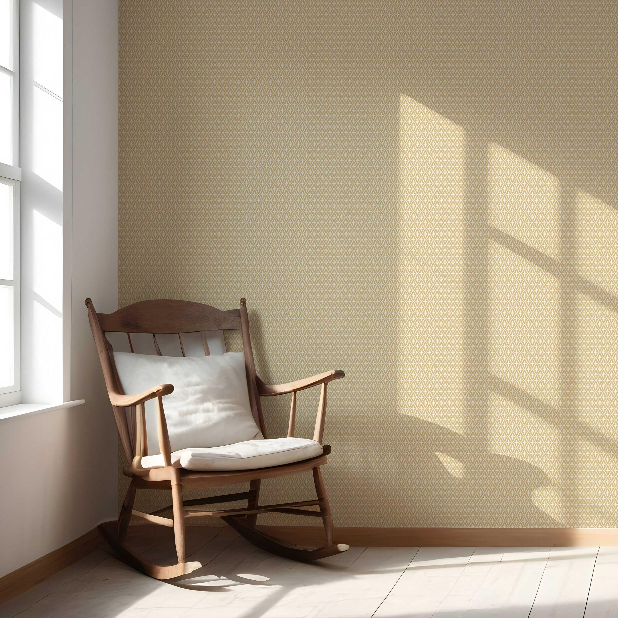 Geometric Diamond Lattice Nursery Wallpaper Sample (Yellow/ White)