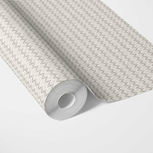 Neutral Ikat Striped Traditional Wallpaper (Gray/ Greige/ White)
