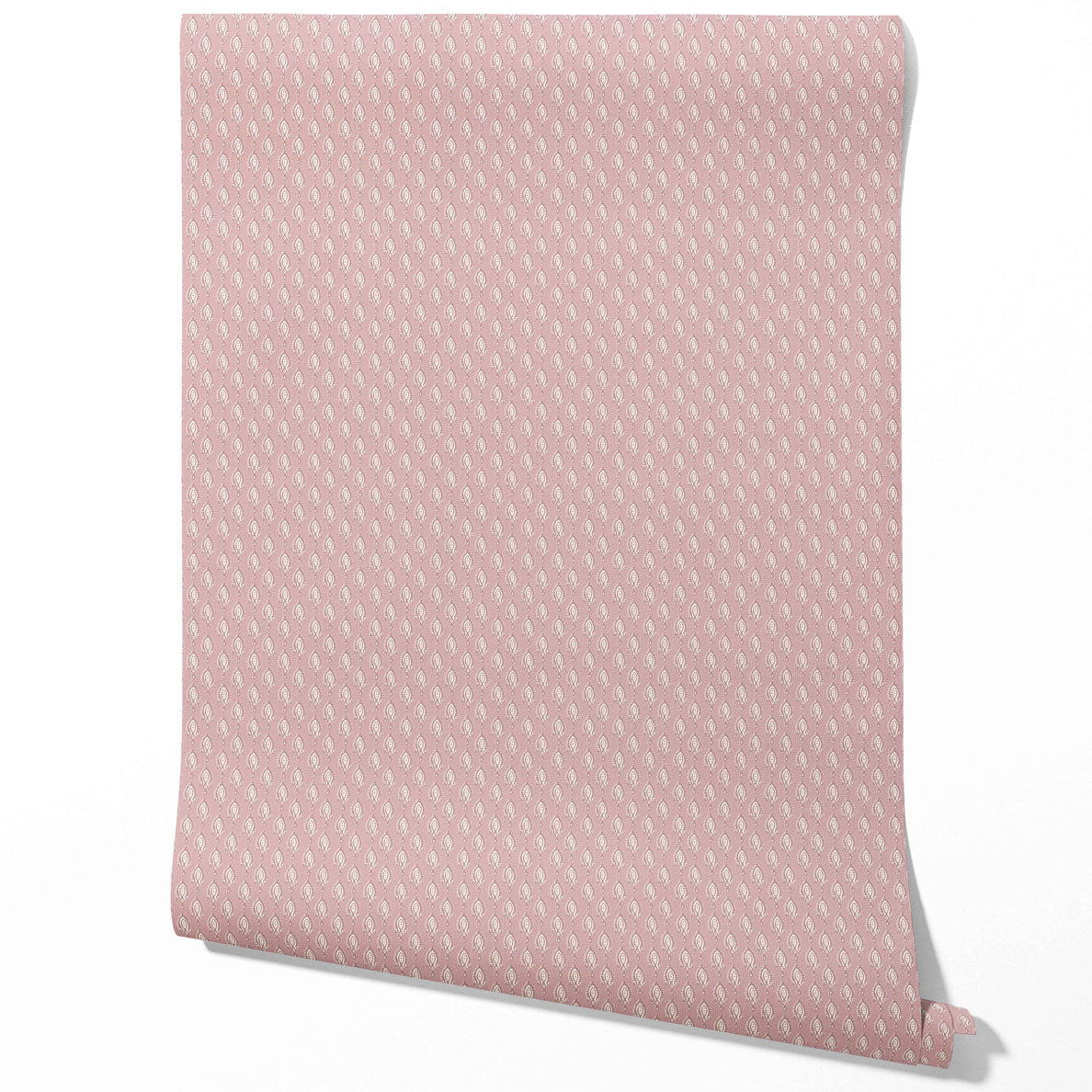 Textured Teardrop/ Paisley Block Print Kitchen Wallpaper Sample (Pink/ White)