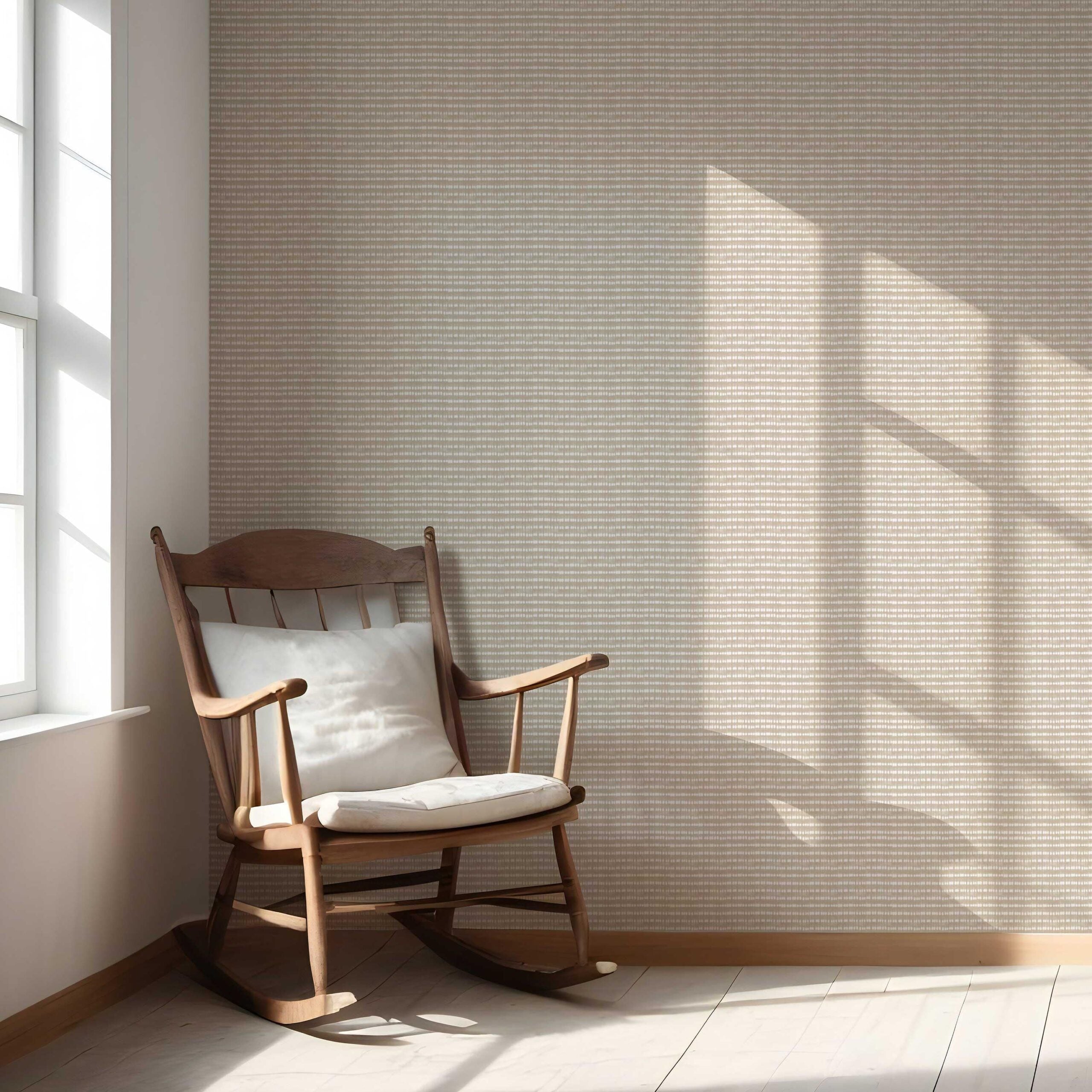 Textured Shibori Effect Striped Nursery Wallpaper Sample (Beige/ Greige/ White)