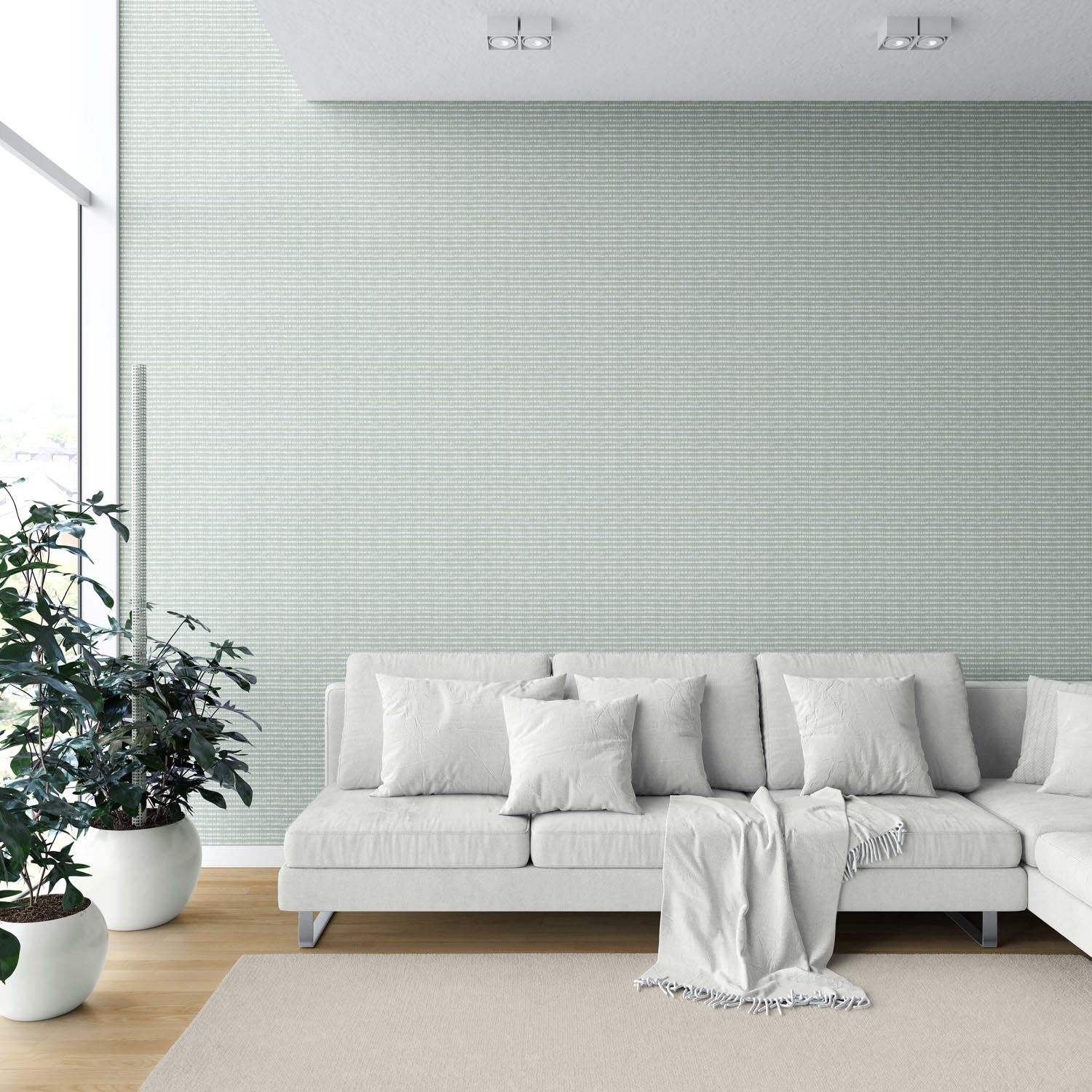 Textured Shibori Effect Striped Shower Toilet Wallpaper Sample (Green/ White)