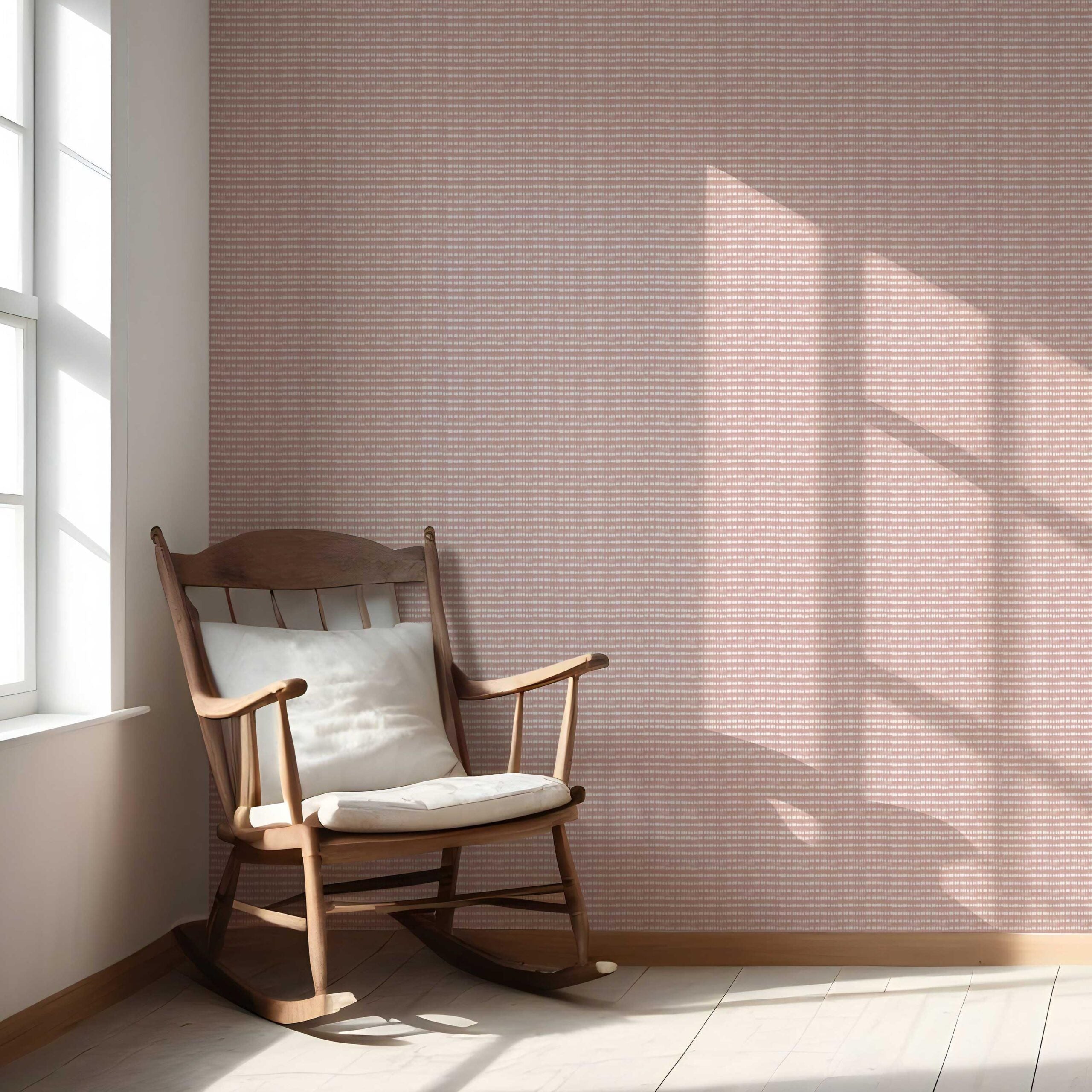Textured Shibori Effect Striped Nursery Wallpaper Sample (Pink/ White)