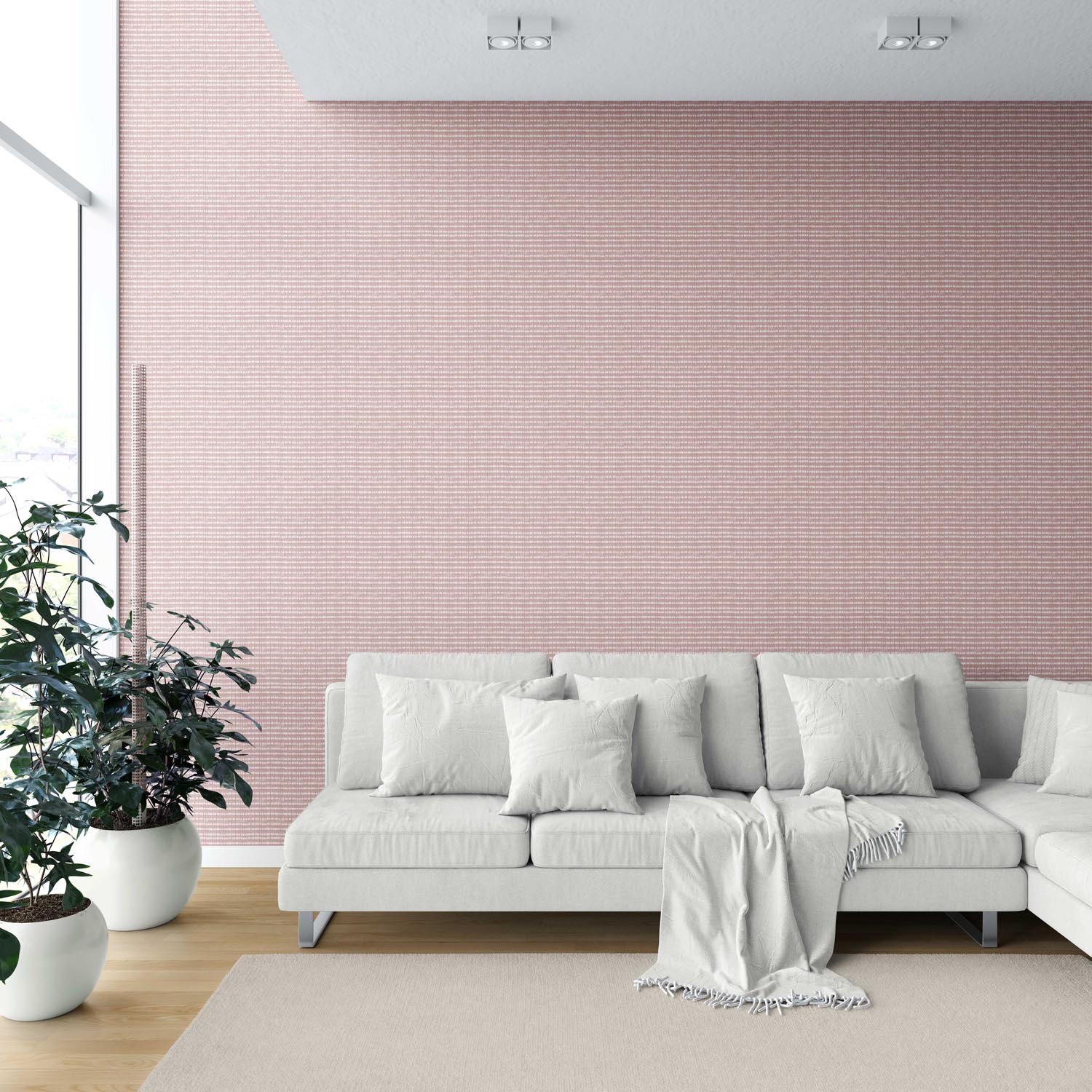 Textured Shibori Effect Striped Shower Toilet Wallpaper Sample (Pink/ White)