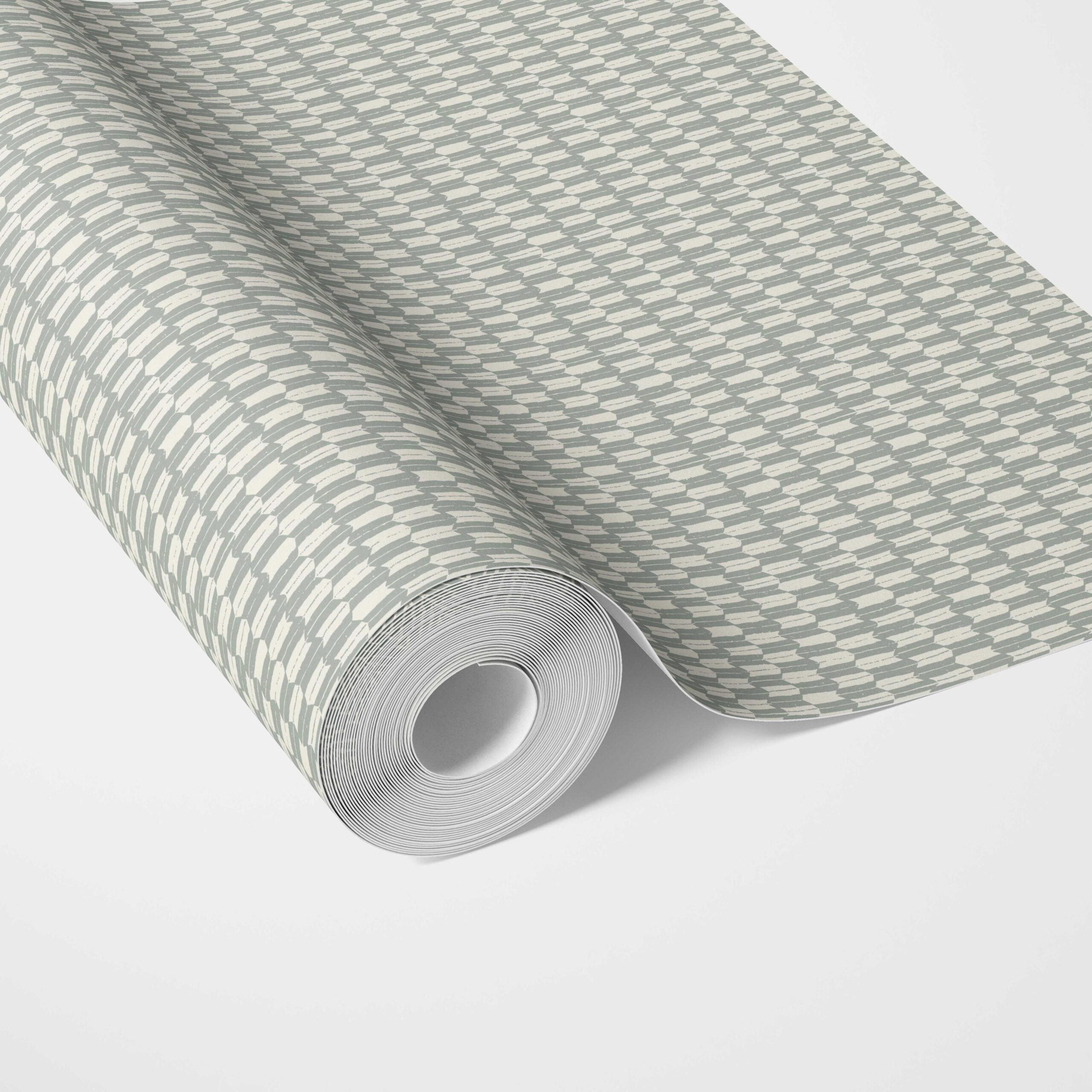 Modern Neutral-Toned/ Micro-Patterned Traditional Wallpaper Sample (Sage Gray)