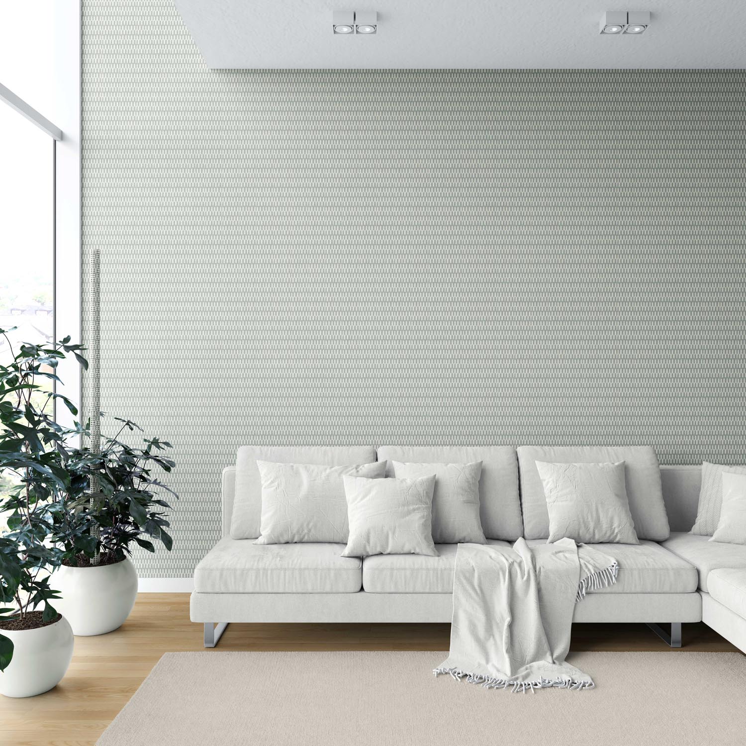 Modern Neutral-Toned/ Micro-Patterned Shower Toilet Wallpaper Sample (Sage Gray)