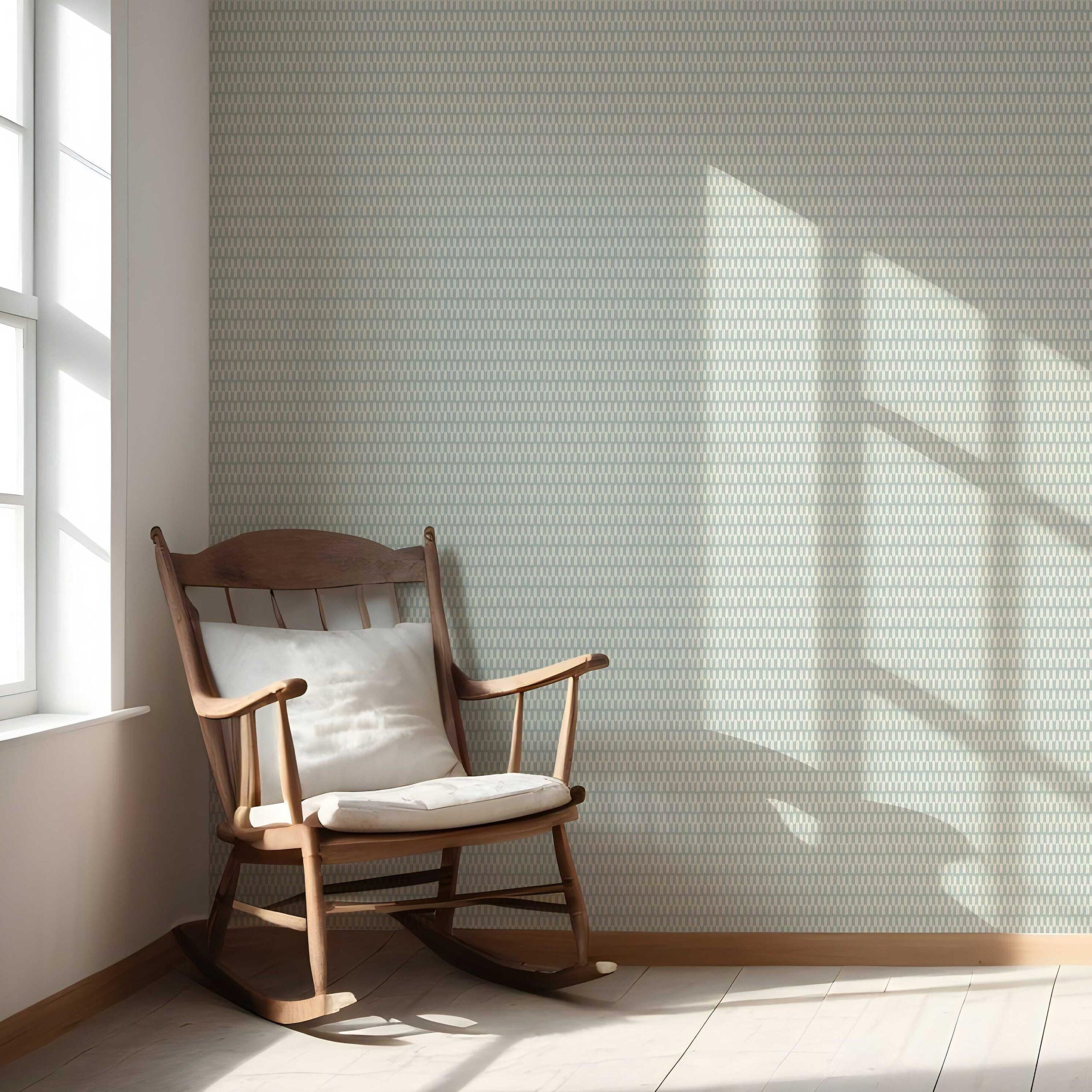 Modern Geometric Micro-Print Nursery Wallpaper Sample (Duck Egg Blue/ White)