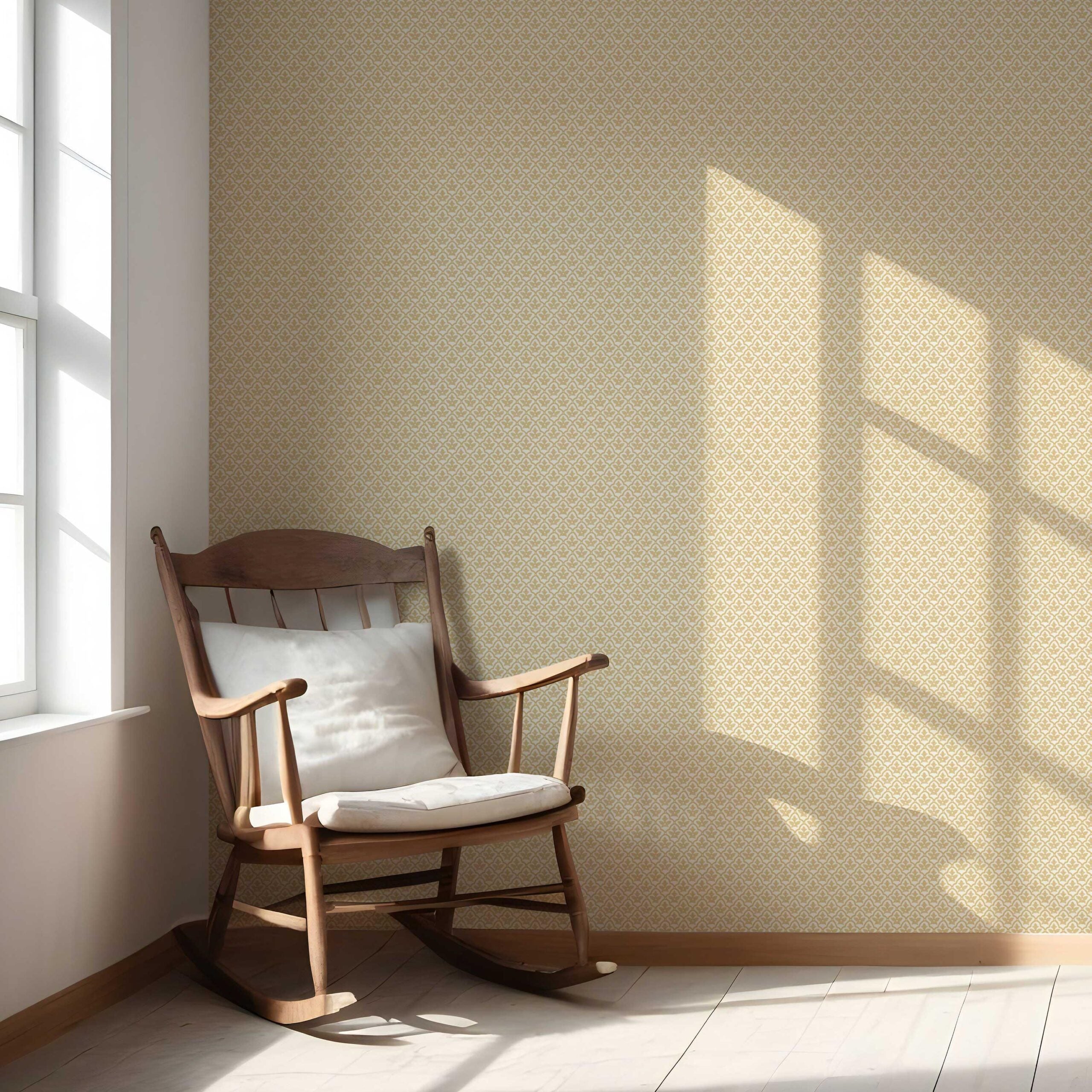 Small-Scale Floral Lattice Nursery Wallpaper (Yellow/ White)