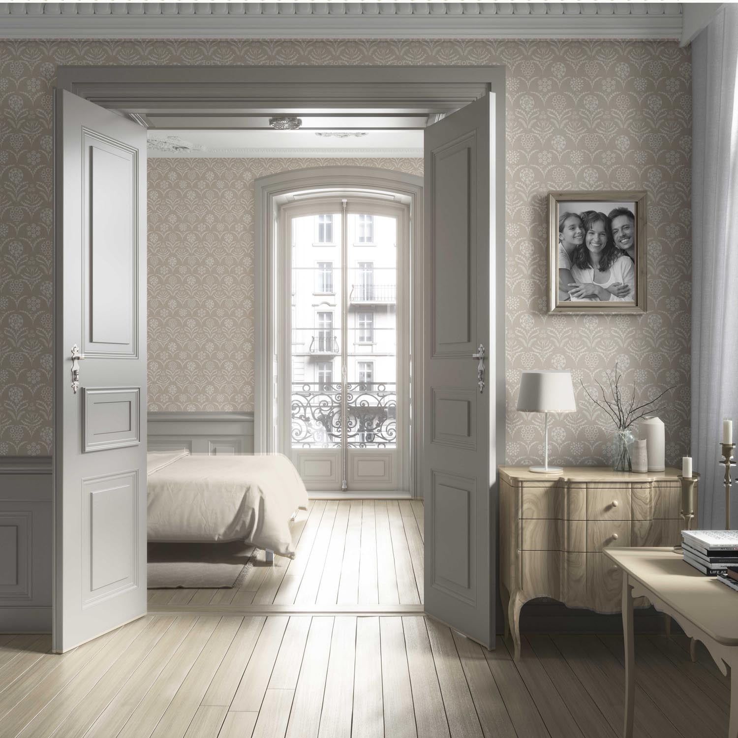 Modern Neural-Toned Floral/ Botanical Living Room Wallpaper (Beige/ White)