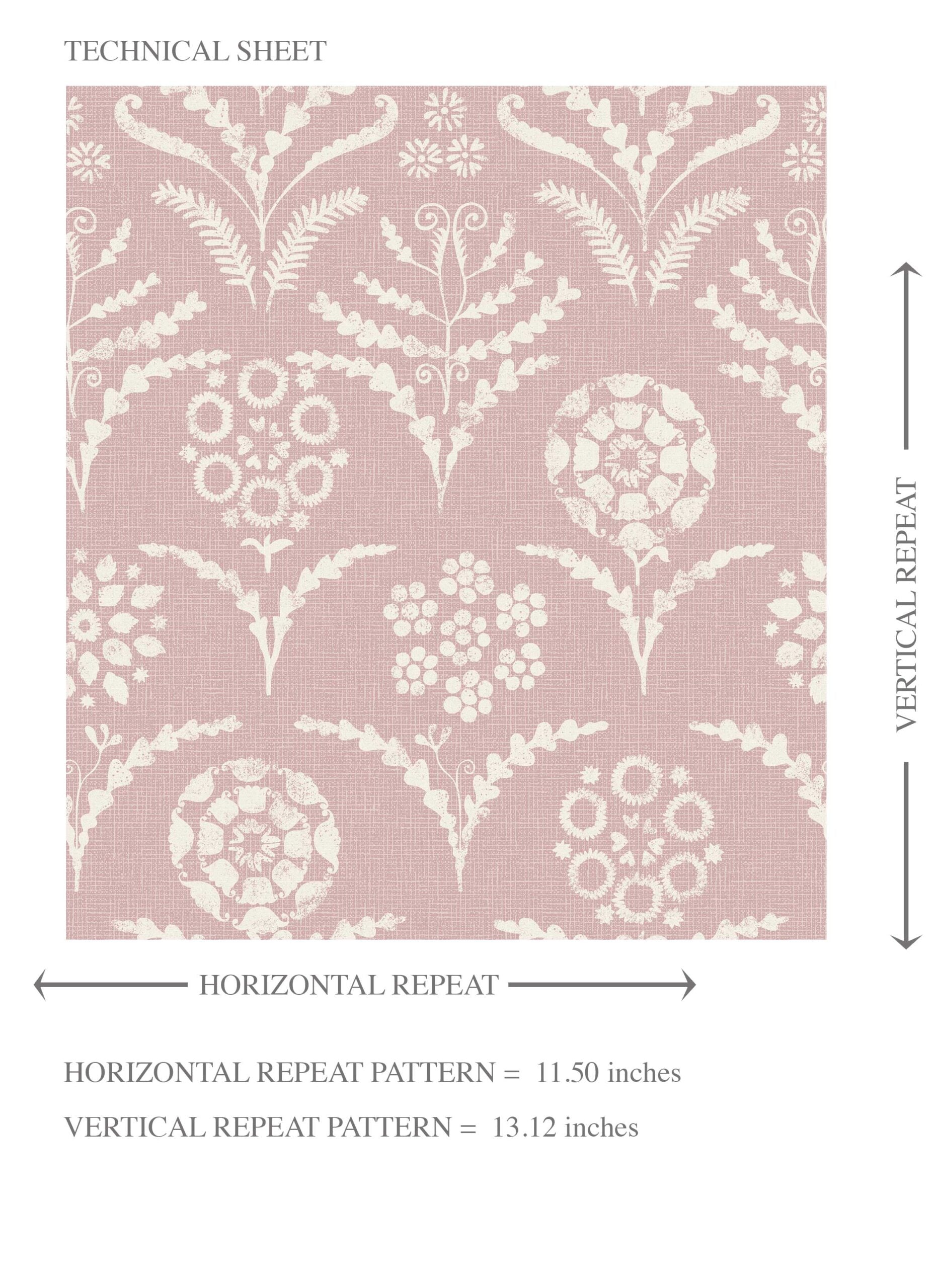 Modern Floral Botanical Kids Room Wallpaper (Pink/ White)
