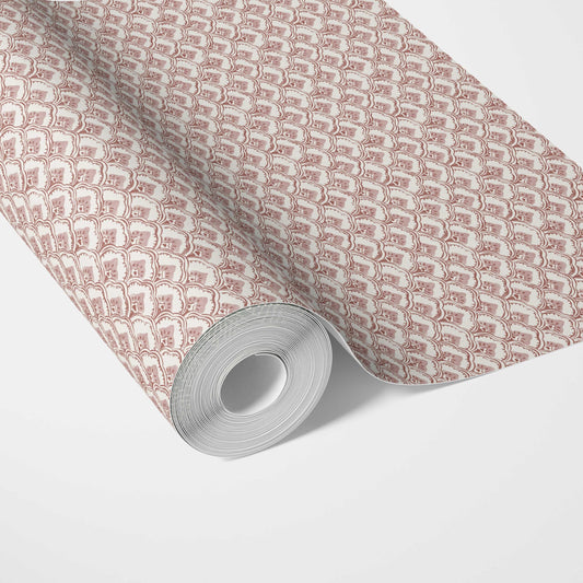 Small-Scale Floral Lattice Traditional Wallpaper (Red/ Pink/ White)