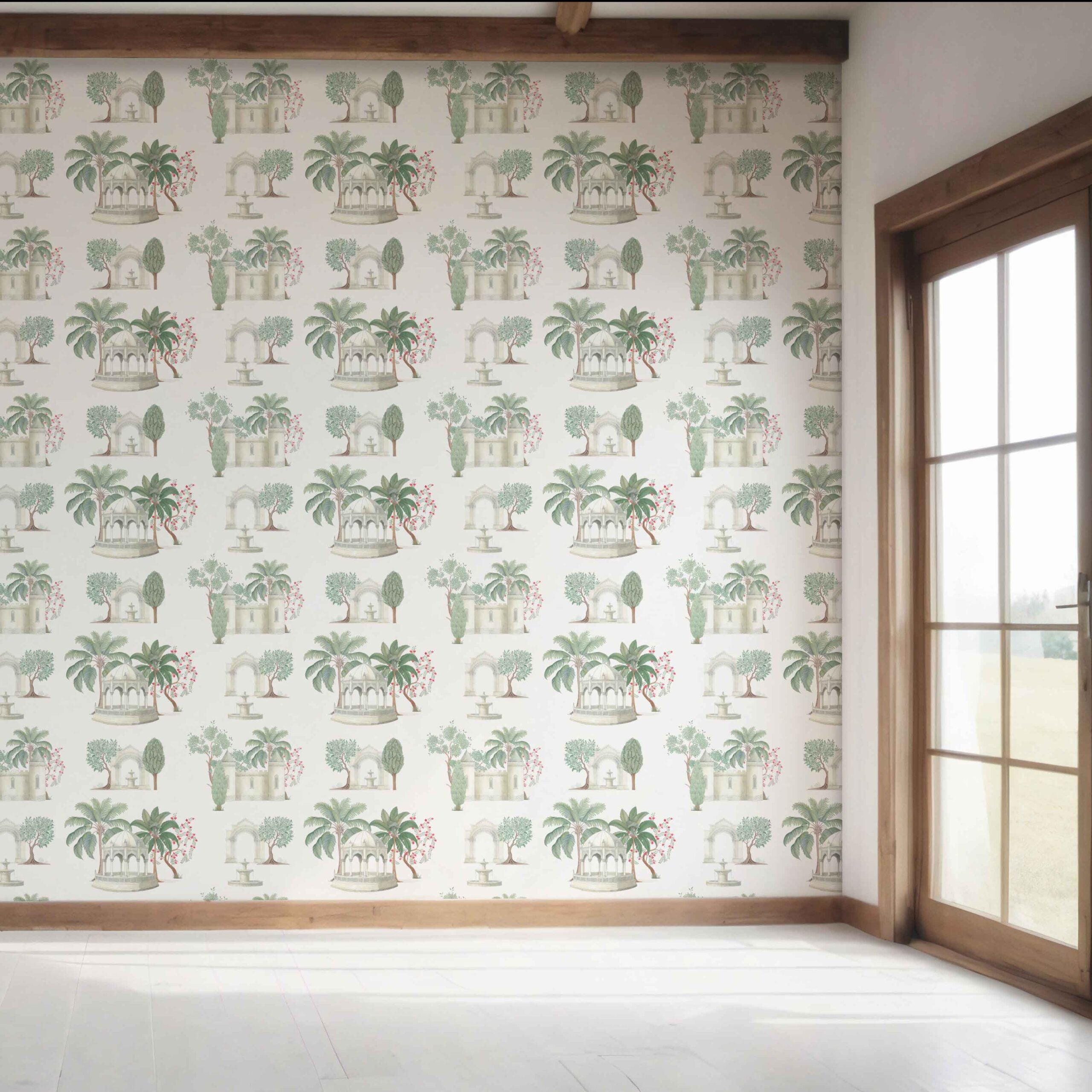 Floral Botanical Patterned Bedroom Wallpaper (Pink/ Red/ Green/ White)