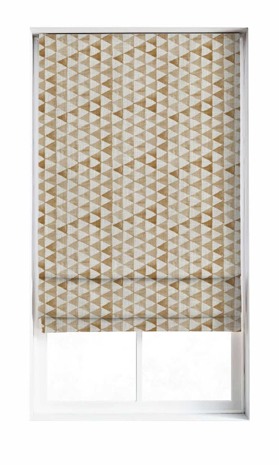 Triagonal Print Window Treatments Fabric Sample (Eggshell White/ Brown)