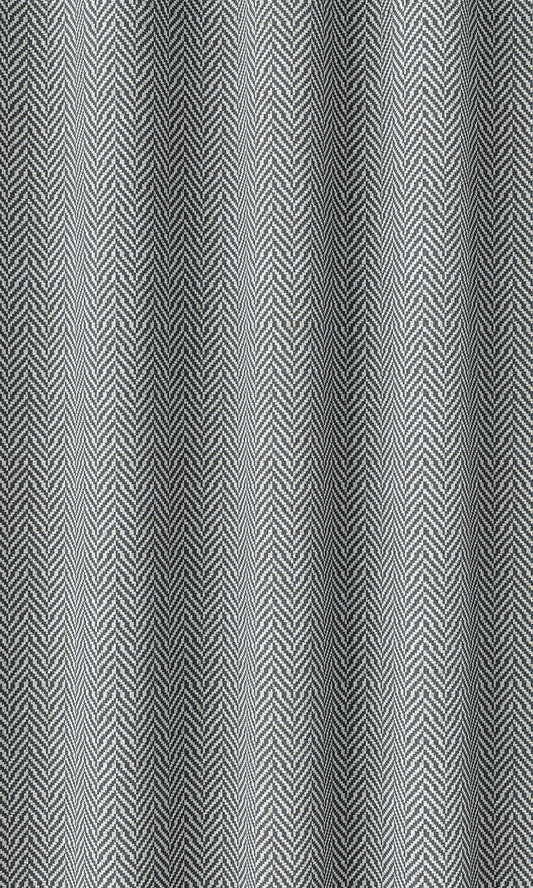 Herringbone Print Curtains (Petrol Blue/ White)