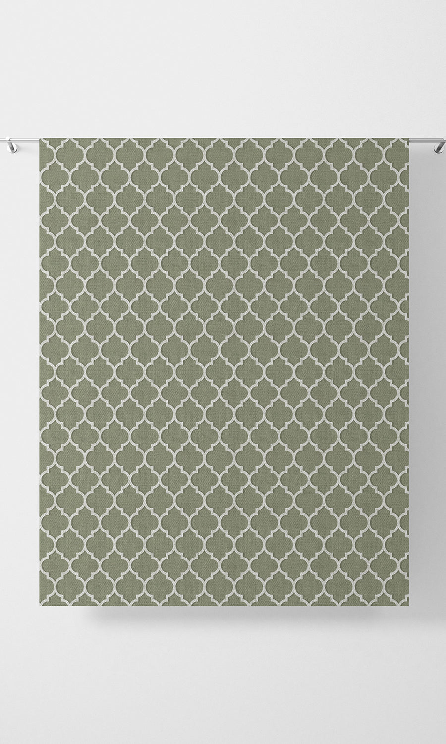 Trellis Tile Print Home Textile Fabric Material By the Metre (Green/ White)