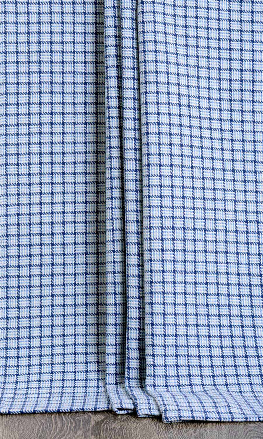 Basketweave Drapes (Blue/ Sky Blue/ White)