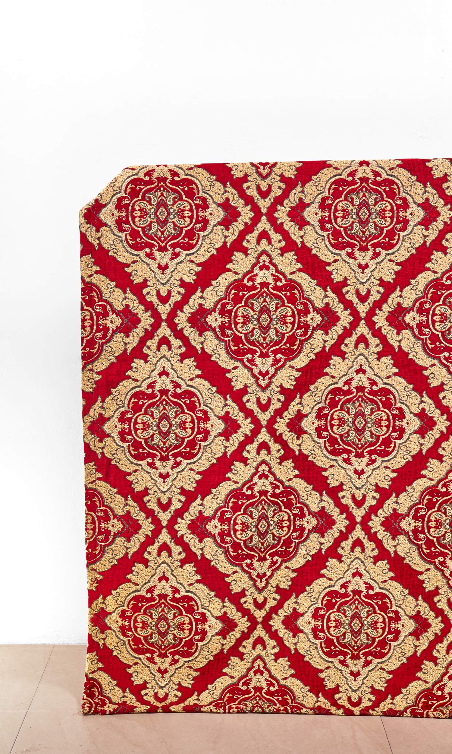 Damask Velvet Home Décor Fabric Sample (Beige/ Brown/ Red)