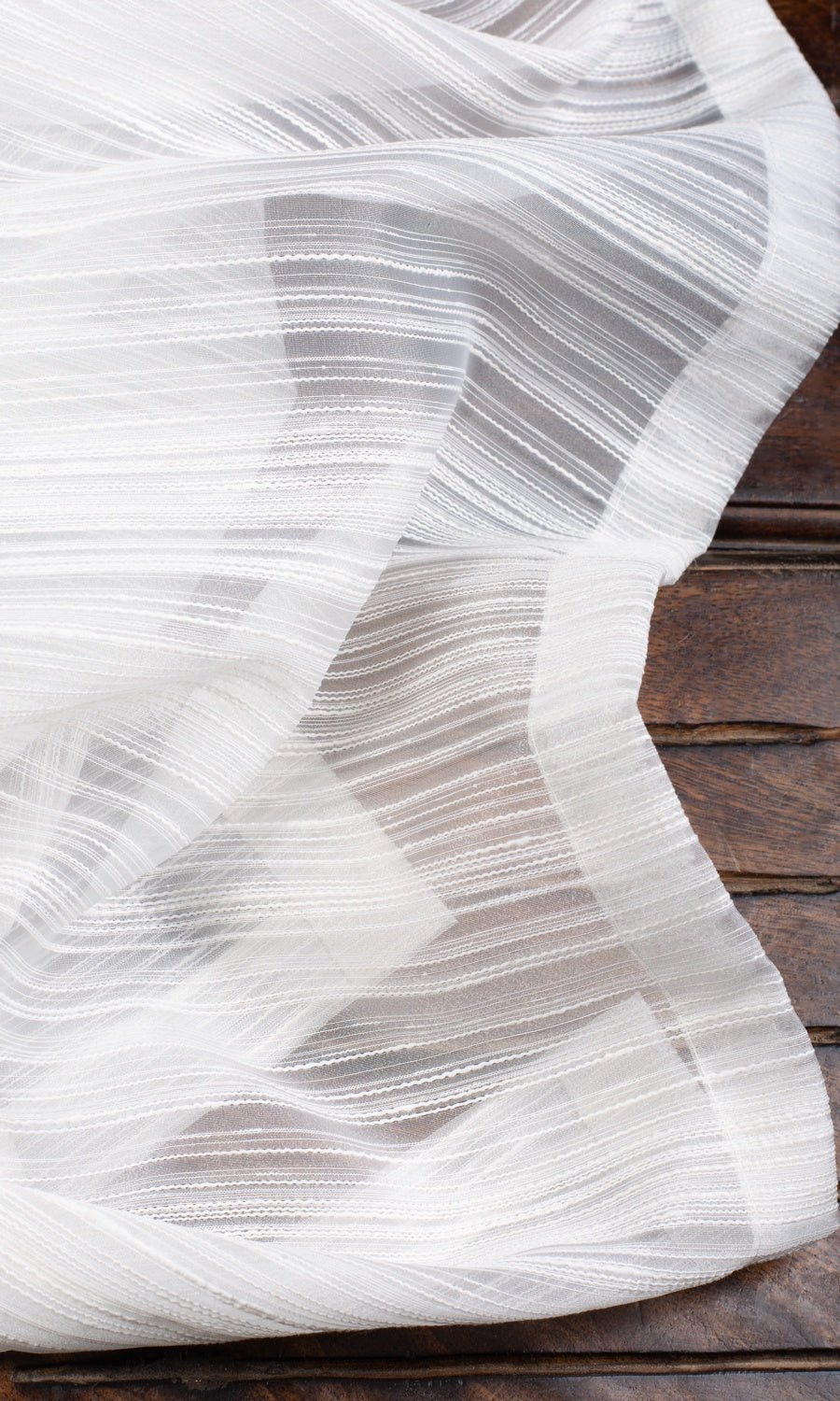 Striped Sheer Window Treatments Fabric By the Yard (White)