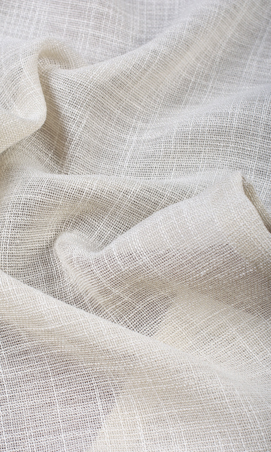 Textured Sheer Fabric Sample for Curtains & Drapes (Parchment White/ Greige)