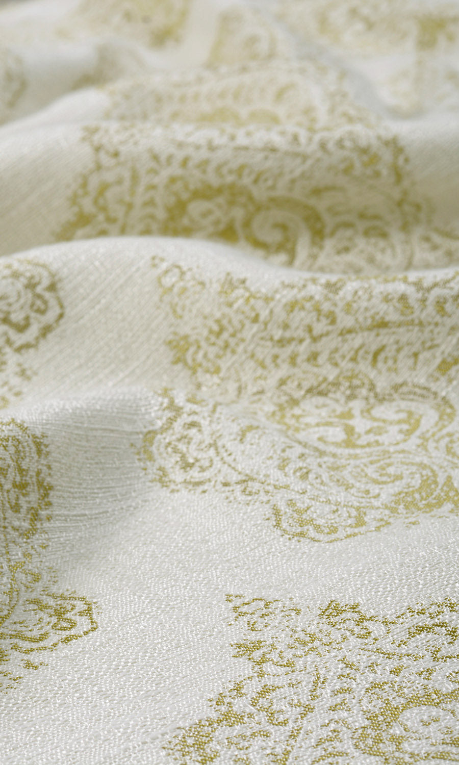 Patterned Fabric Sample for Curtains & Drapes (Off White/ Green)