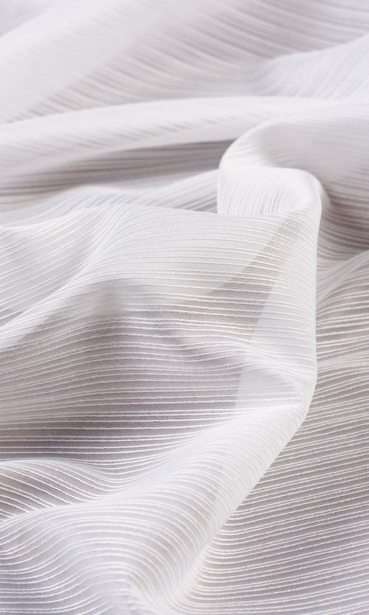 Striped Sheer Curtain Panels (White)