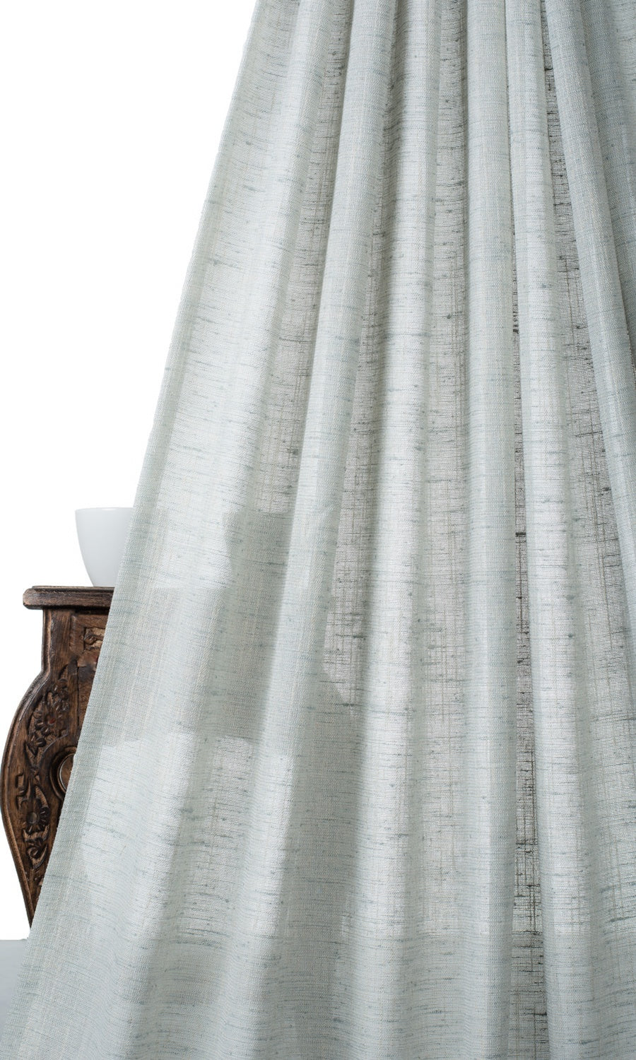 Semi-Sheer Linen Texture Fabric Sample for Curtains & Drapes (Aqua Blue)