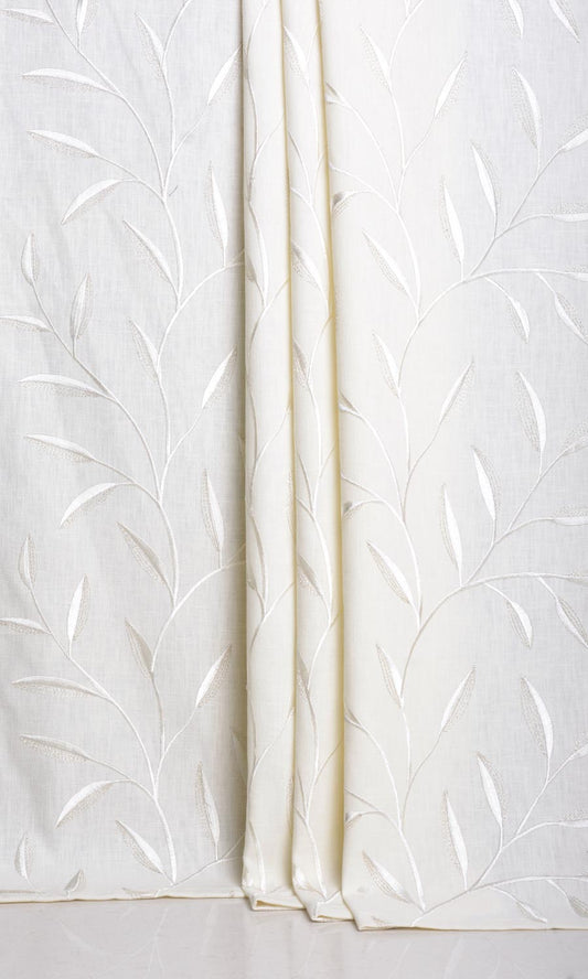 Floral Embroidery Home Décor Fabric By the Yard (White/ Cream)