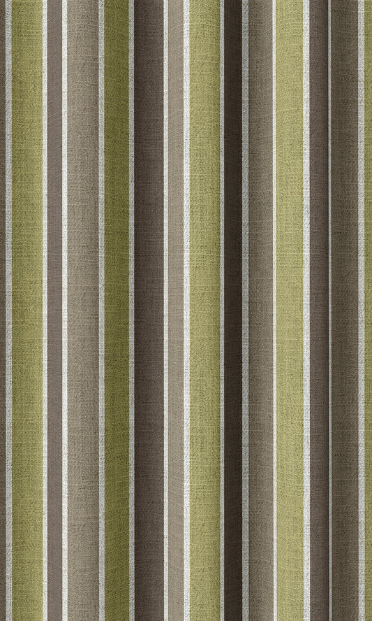 Modern Striped Home Décor Fabric By the Metre (Green/ Brown)