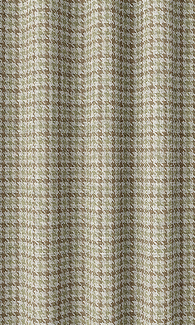 Houndstooth Patterned Home Décor Fabric By the Metre (Brown & Green)