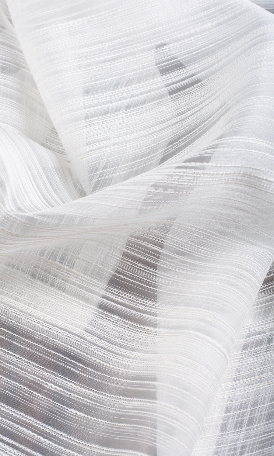 Striped Sheer Fabric By the Yard for Curtains & Drapes (White)